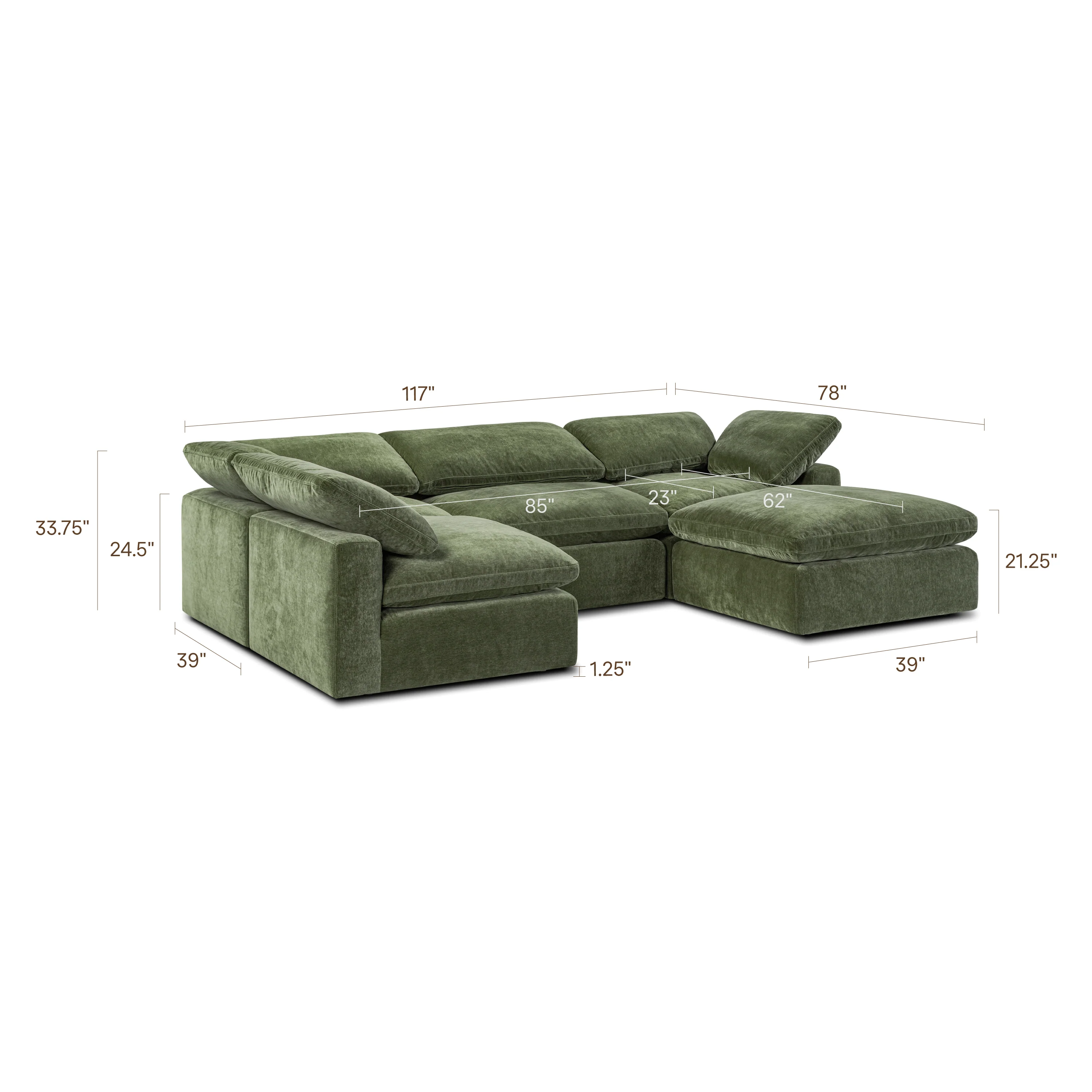 5-Seat Aspen Modular U-Sectional | Sagano Green - Image 14