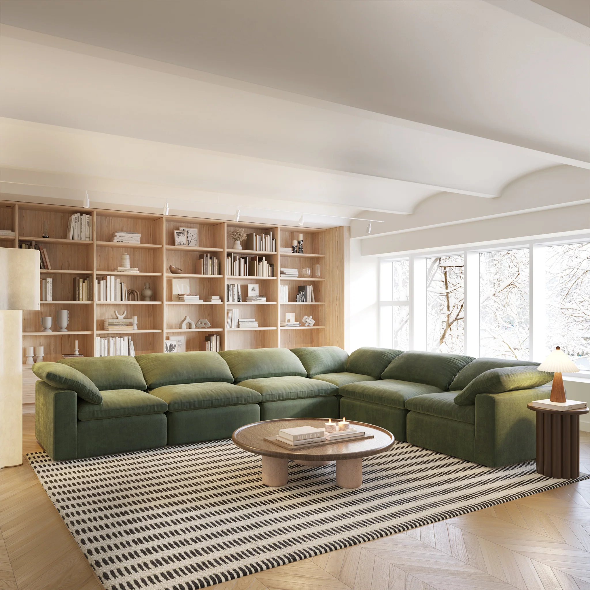 6-Seat Aspen Modular Corner-Sectional | Sagano Green - Image 4