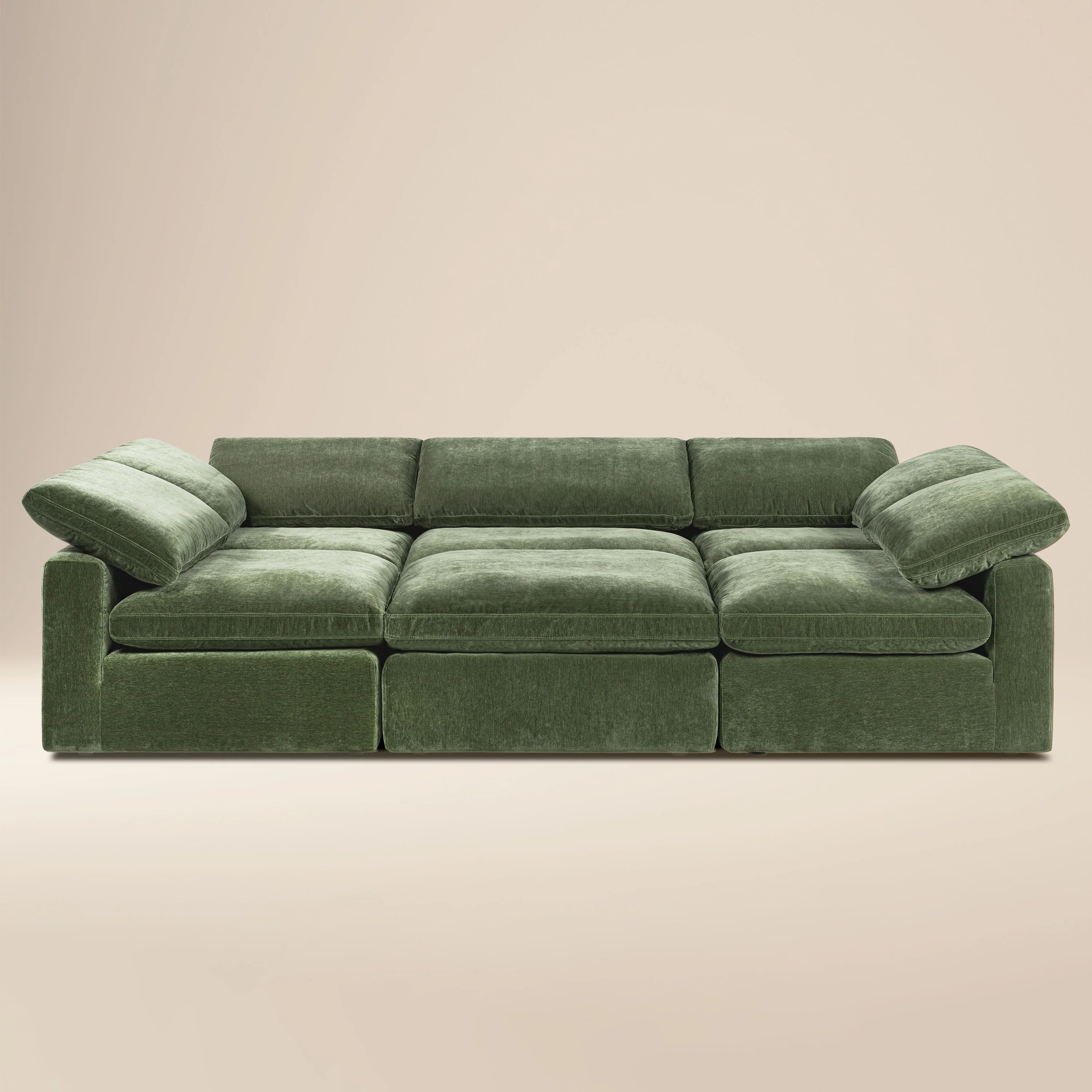 6-Seat Aspen Modular Pit-Sectional | Sagano Green
