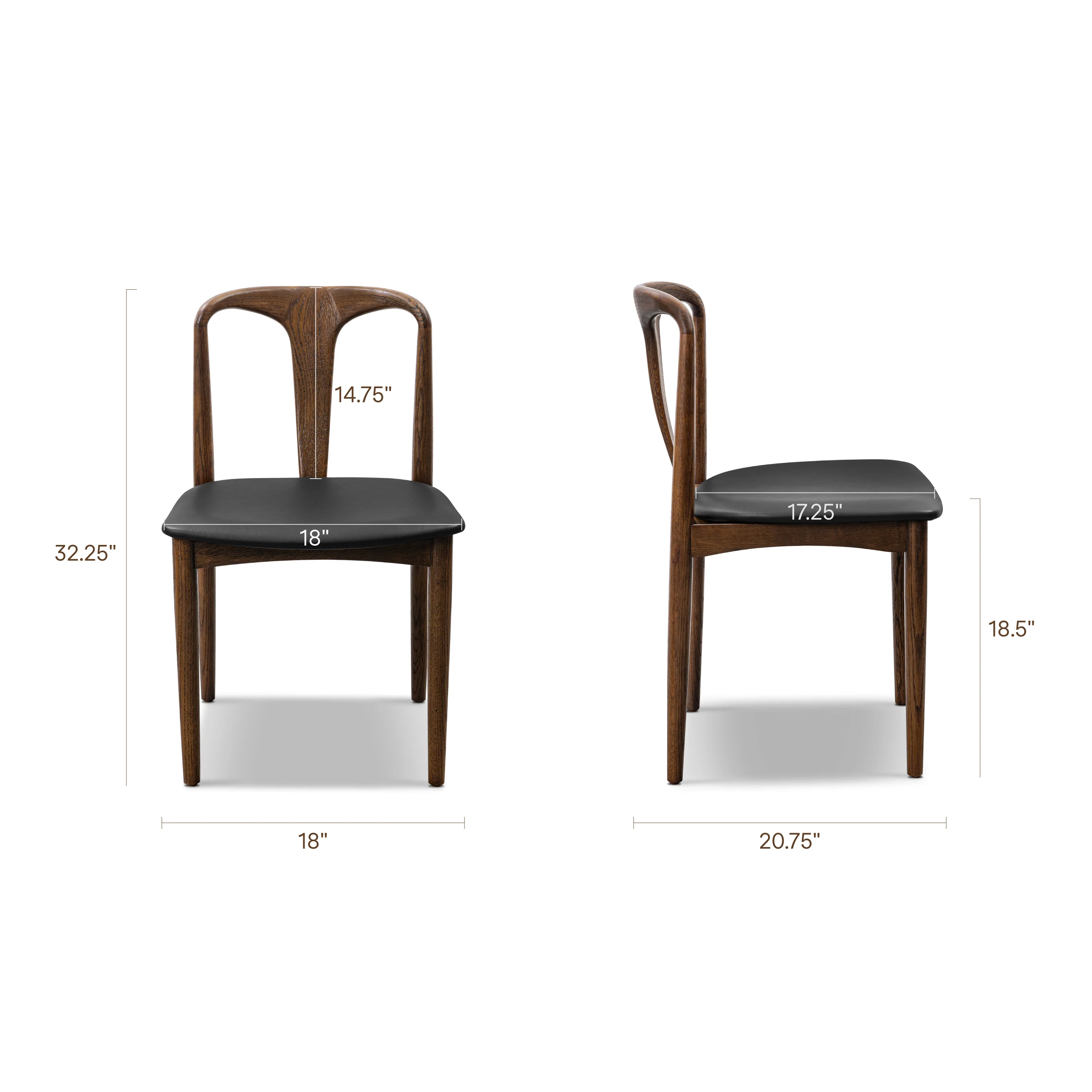 Arco Leather Dining Chair | Walnut/Black - Image 18