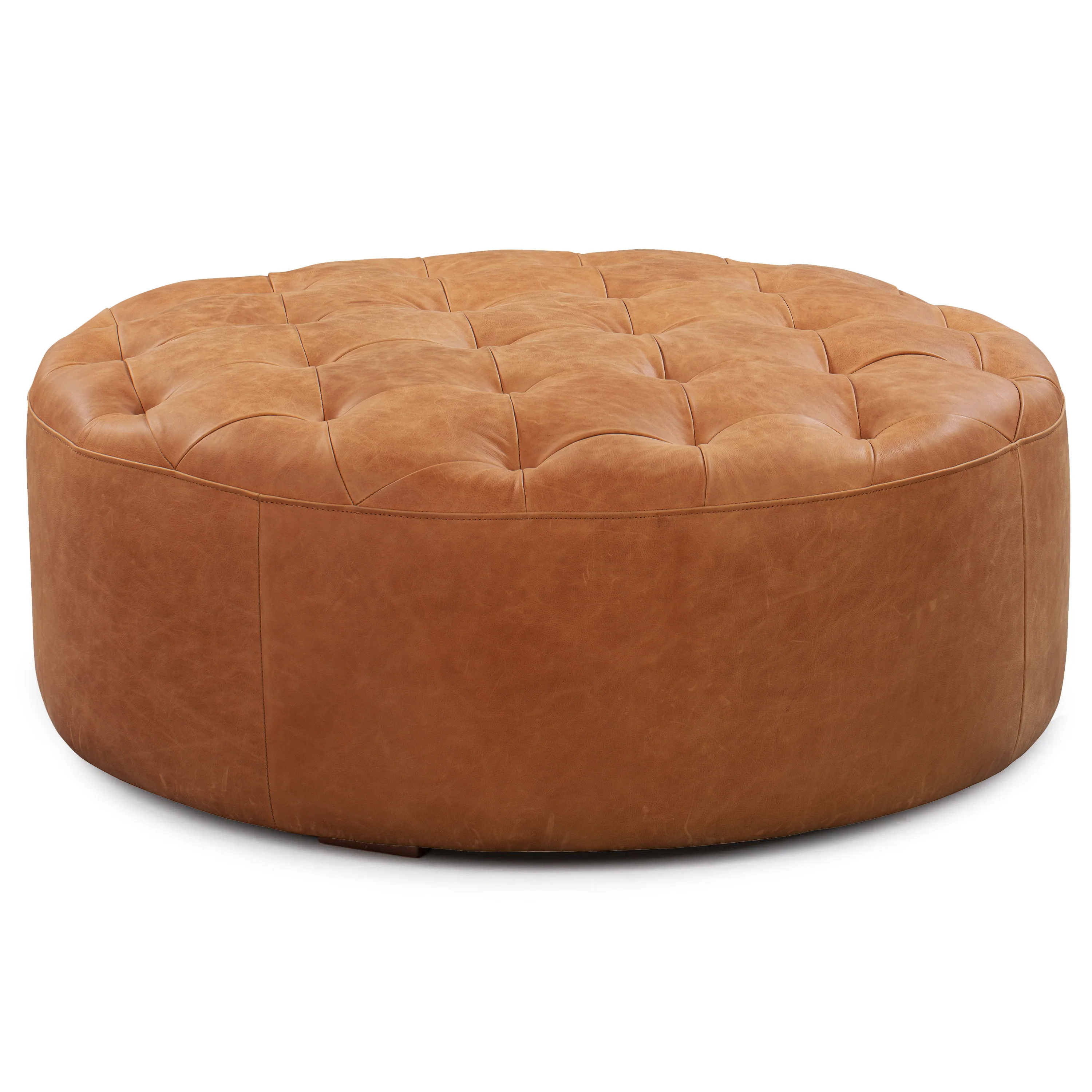 Ascot Leather Ottoman | Cognac Tan - Image 5