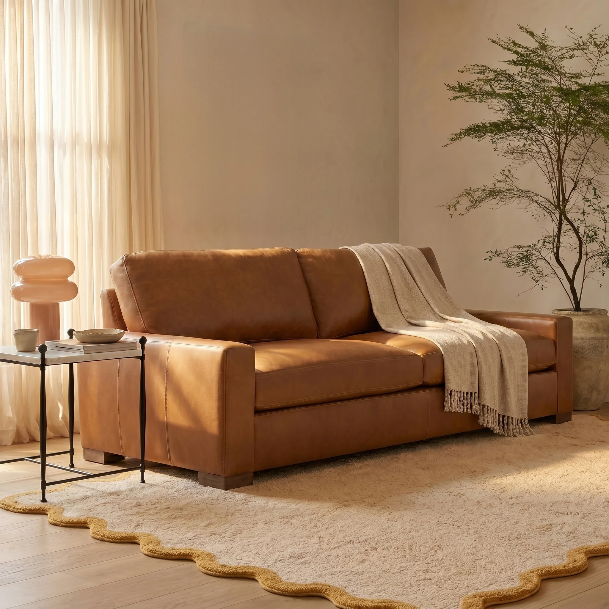 Audrey Leather Sofa | Barrel Brown | 96" - Image 2