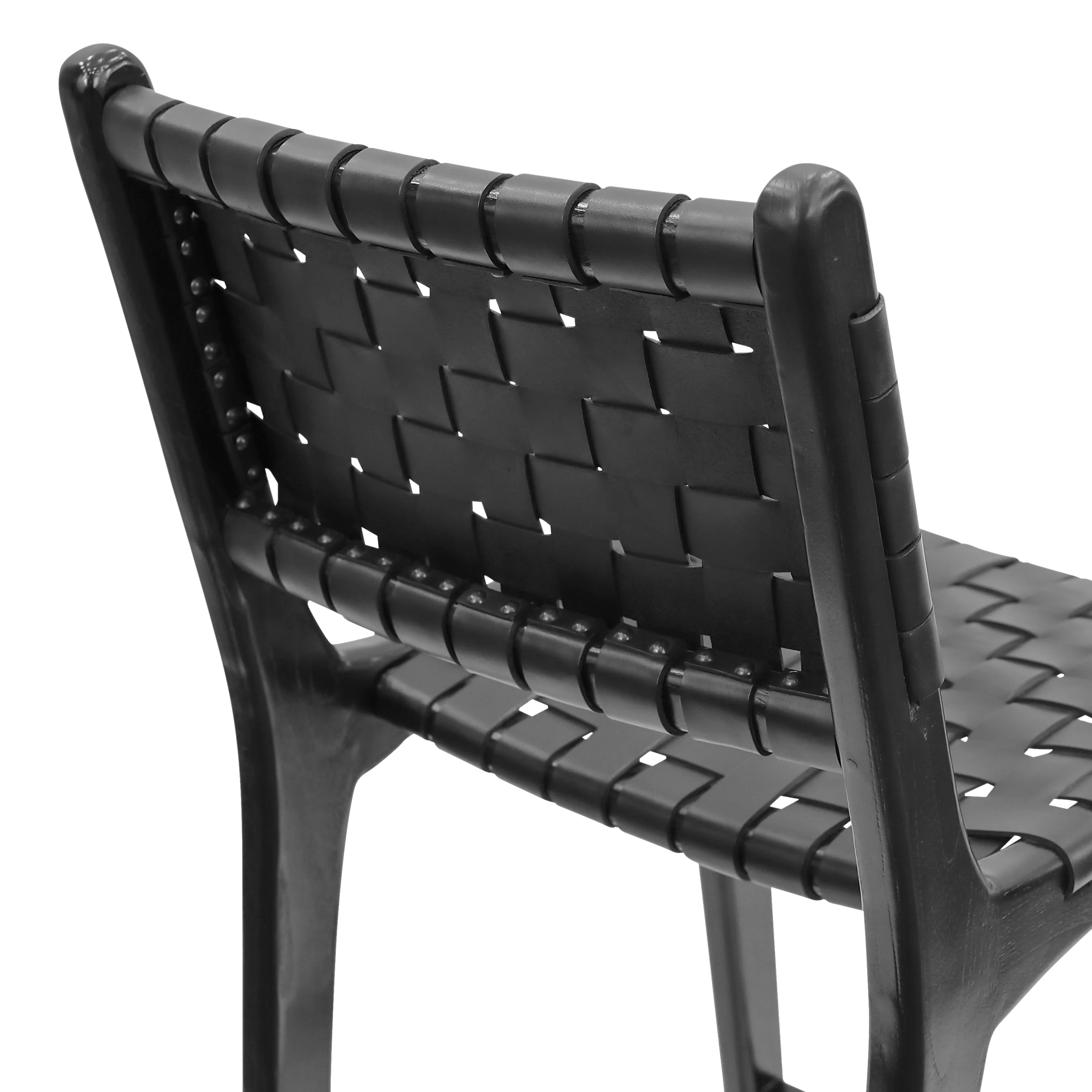 Banda Teak & Leather Counter Height Stool | Havana Black - Image 11