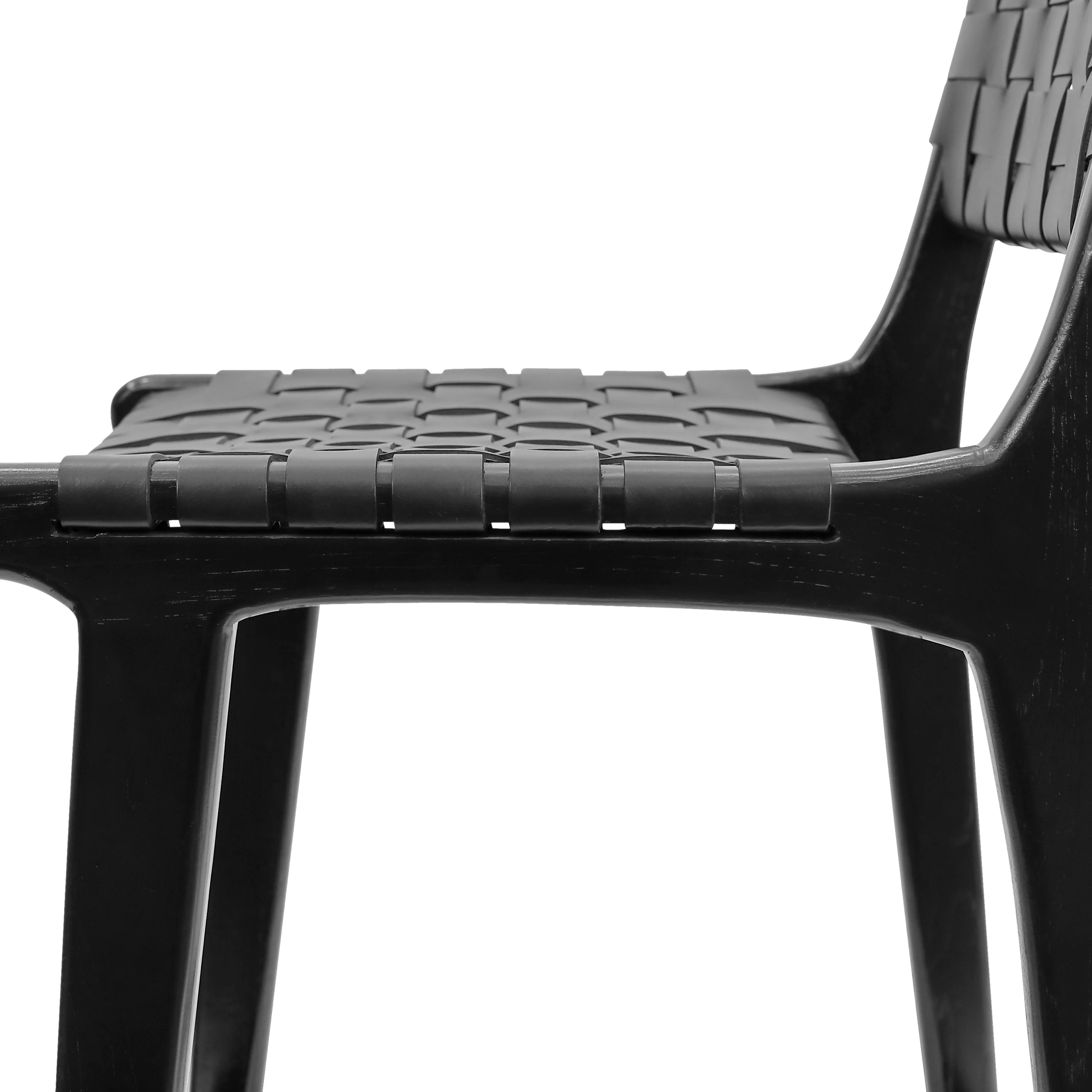 Banda Teak & Leather Counter Height Stool | Havana Black - Image 12