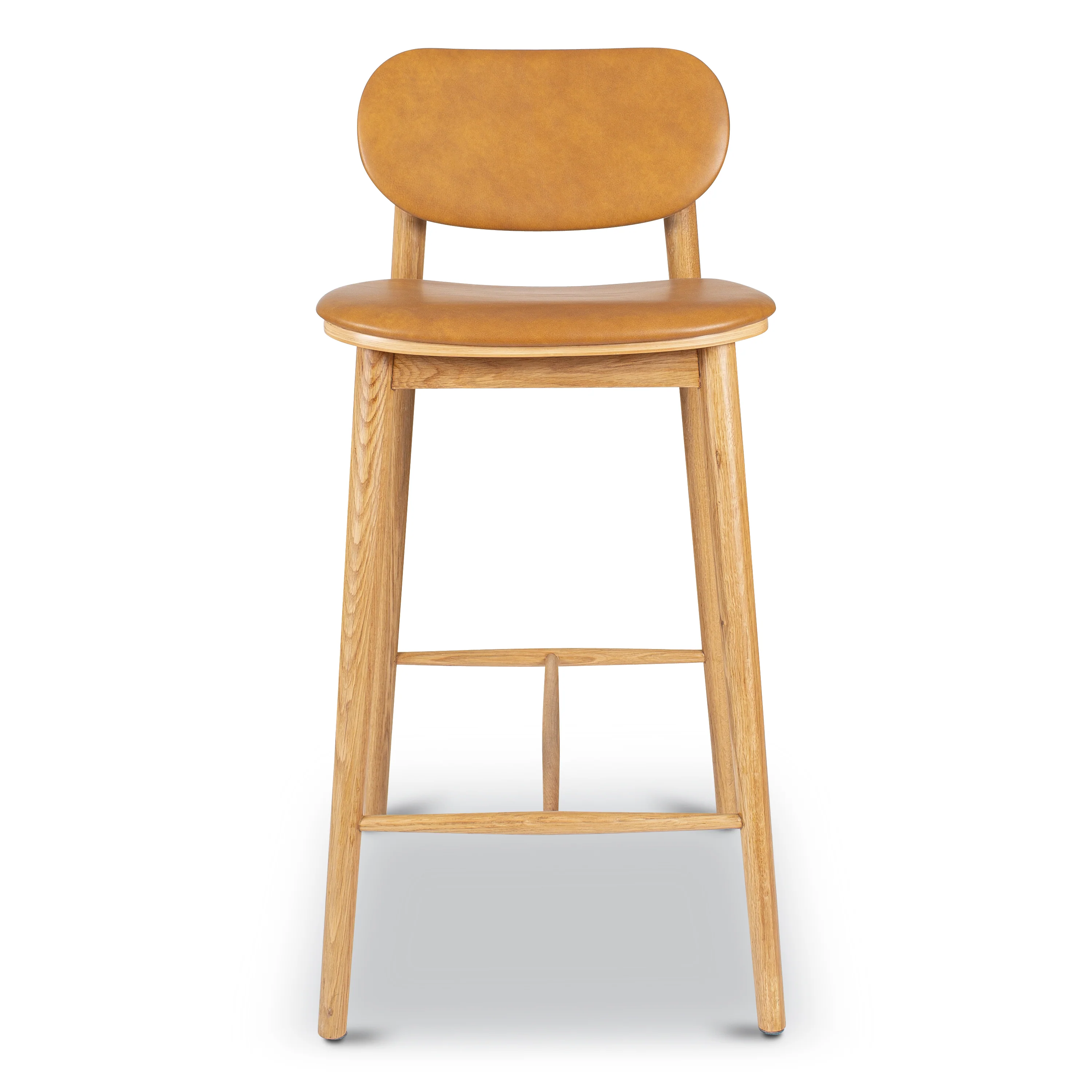 Bonato Leather Counter Stool | Caramel Tan/Oak - Image 4