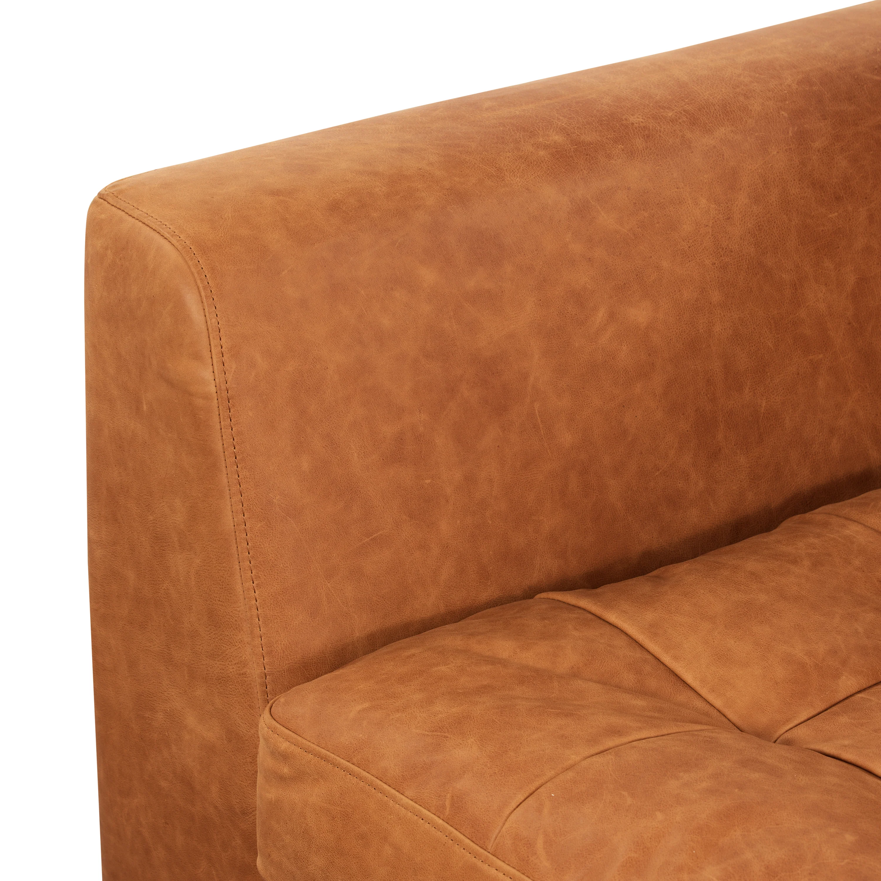 Calle 75" Leather Apartment Sofa | Cognac Tan - Image 10
