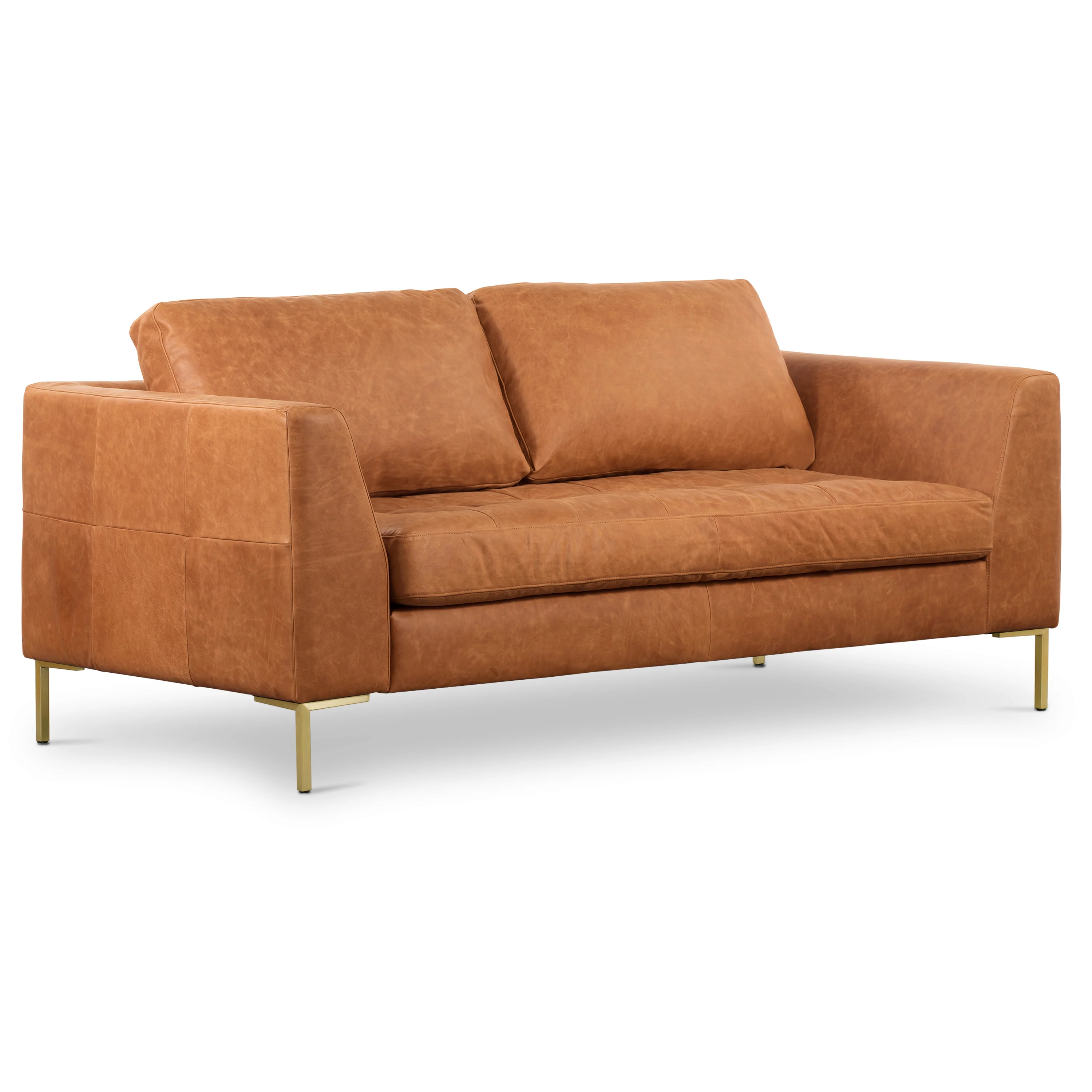 Calle 75" Leather Apartment Sofa | Cognac Tan - Image 16
