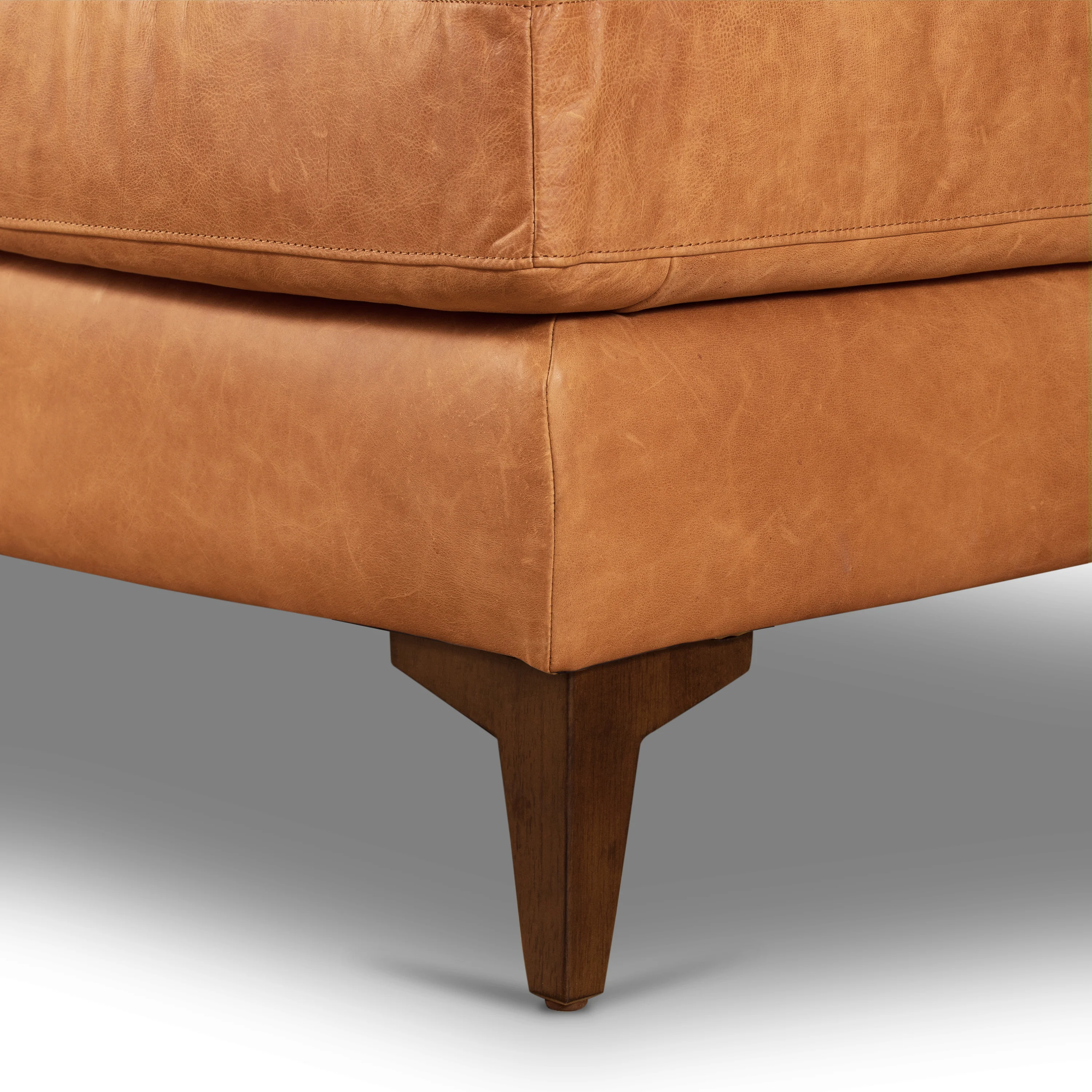 Calle 114" Leather Left-Facing Sectional Sofa | Cognac Tan - Image 10