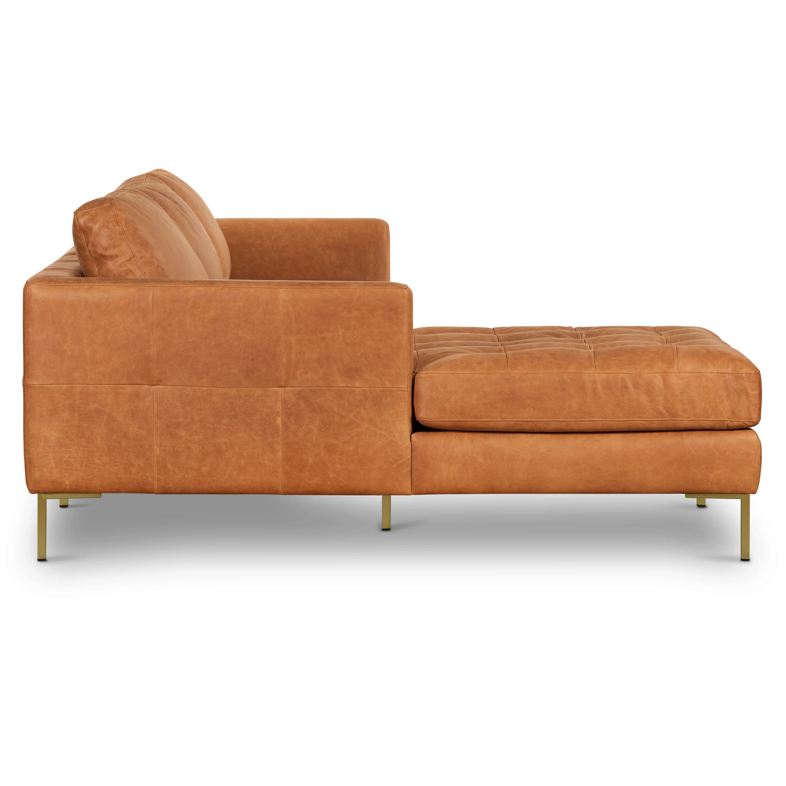 Calle 114" Leather Left-Facing Sectional Sofa | Cognac Tan - Image 18
