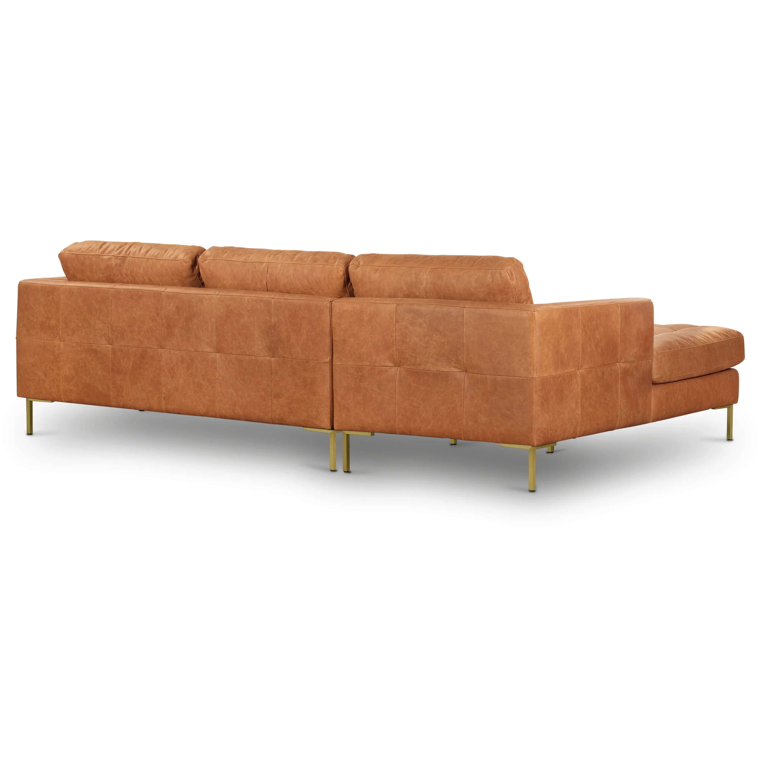 Calle 114" Leather Left-Facing Sectional Sofa | Cognac Tan - Image 19