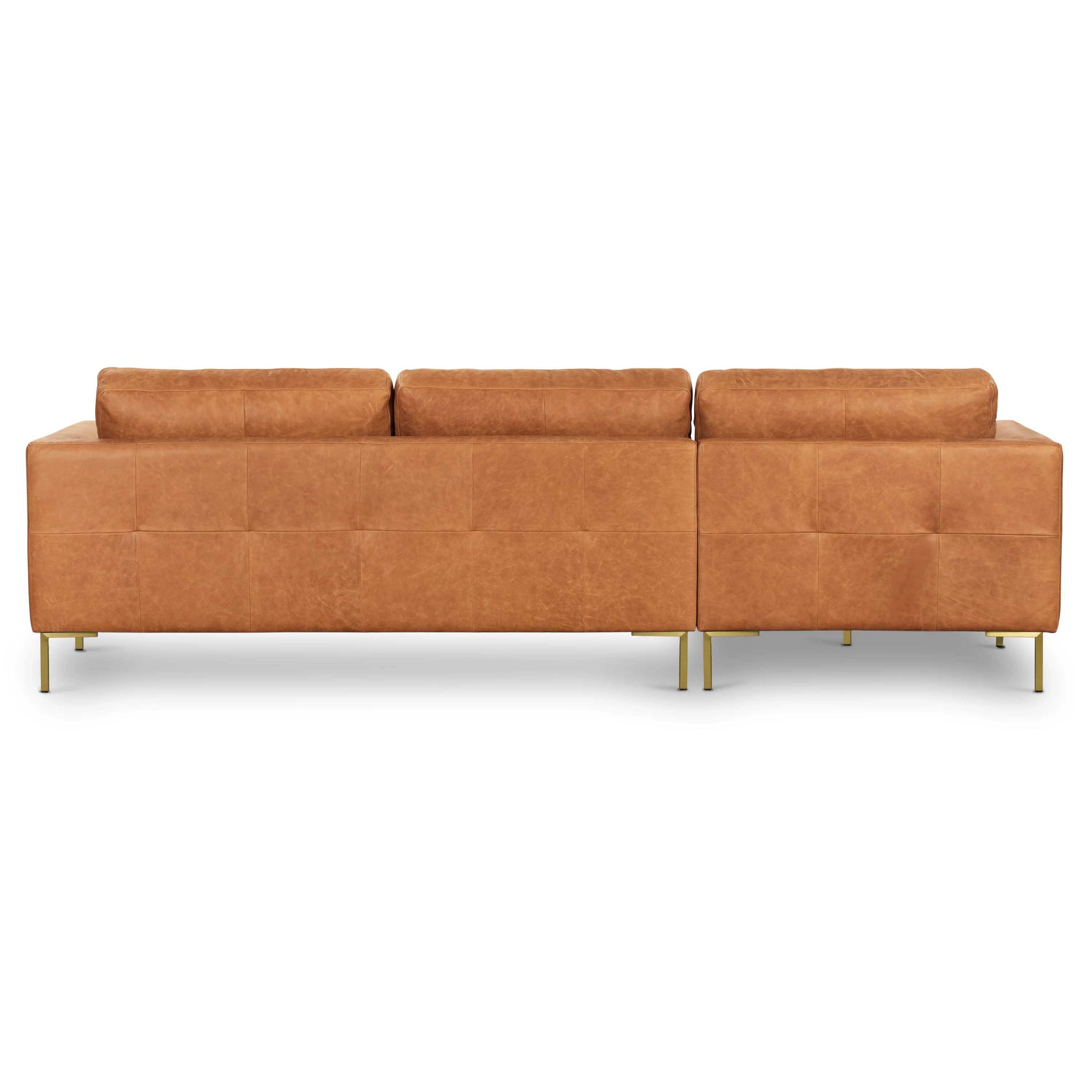 Calle 114" Leather Left-Facing Sectional Sofa | Cognac Tan - Image 20