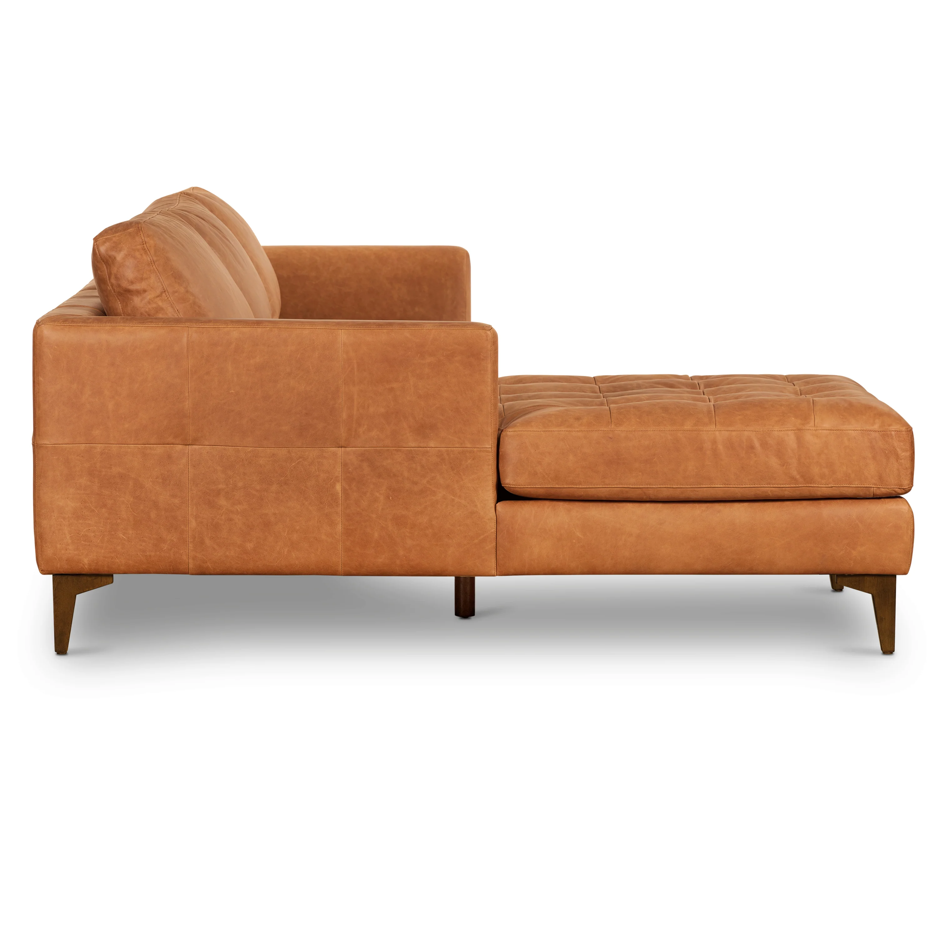 Calle 114" Leather Left-Facing Sectional Sofa | Cognac Tan - Image 5