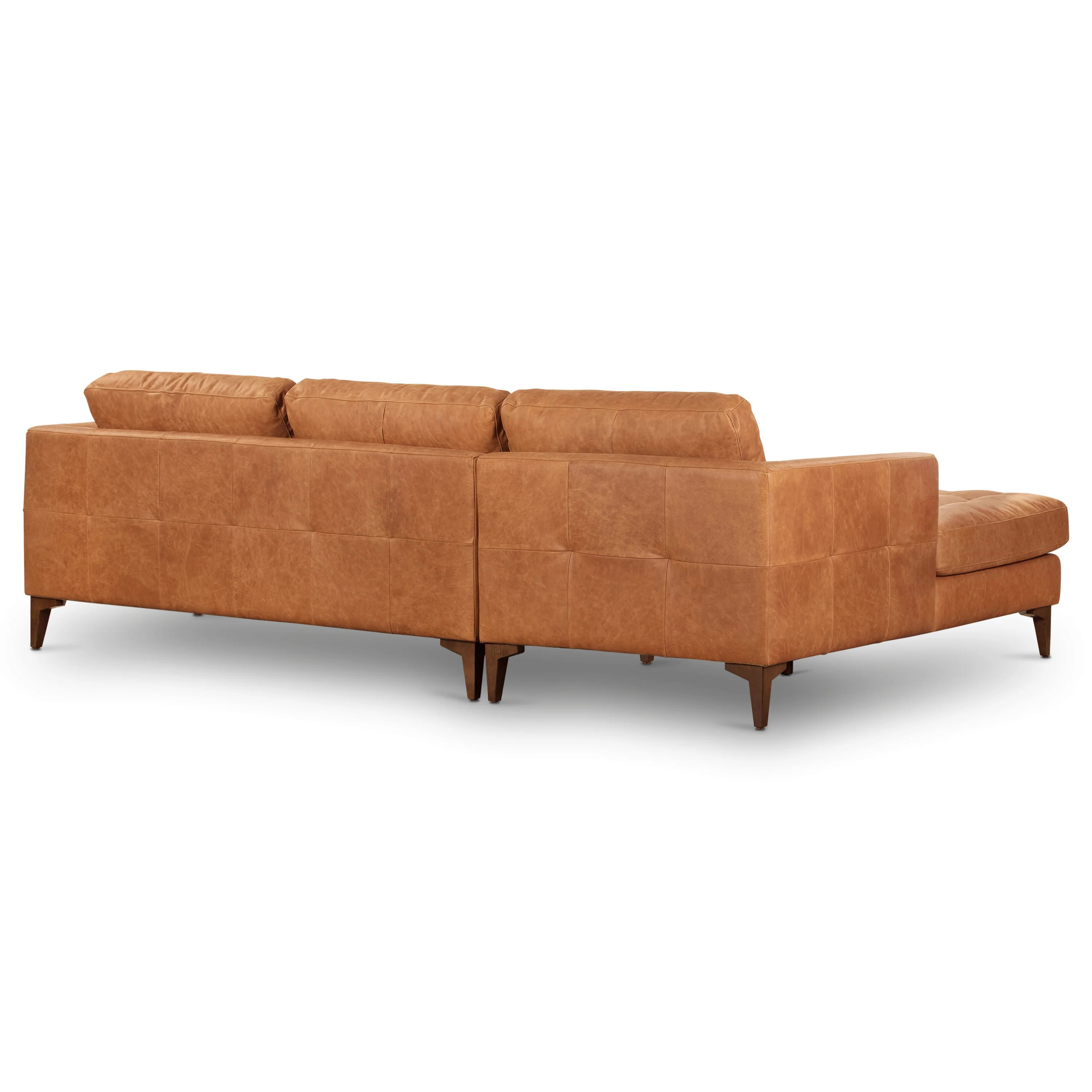 Calle 114" Leather Left-Facing Sectional Sofa | Cognac Tan - Image 6
