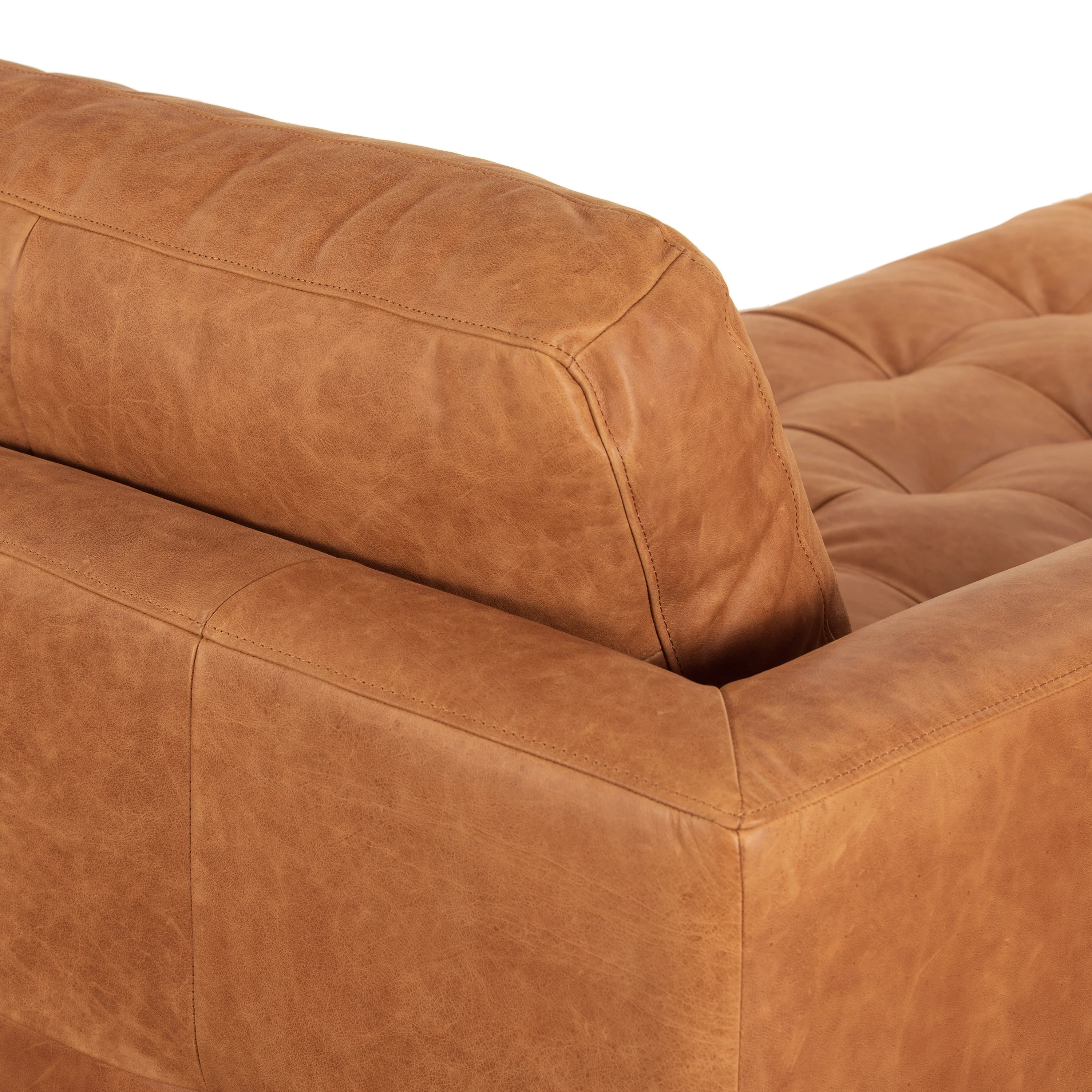 Calle 114" Leather Left-Facing Sectional Sofa | Cognac Tan - Image 9
