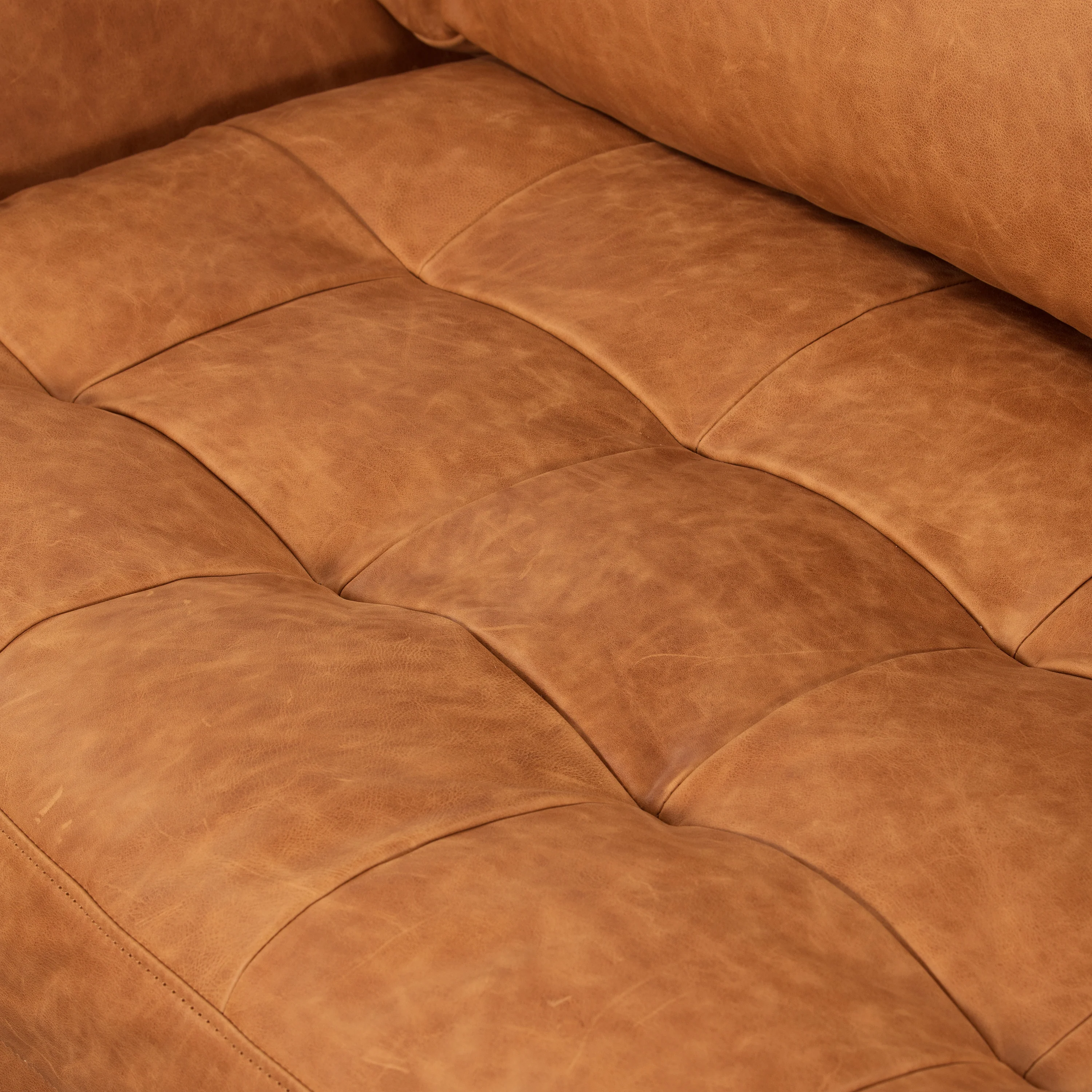 Calle 114" Leather Right-Facing Sectional Sofa | Cognac Tan - Image 12