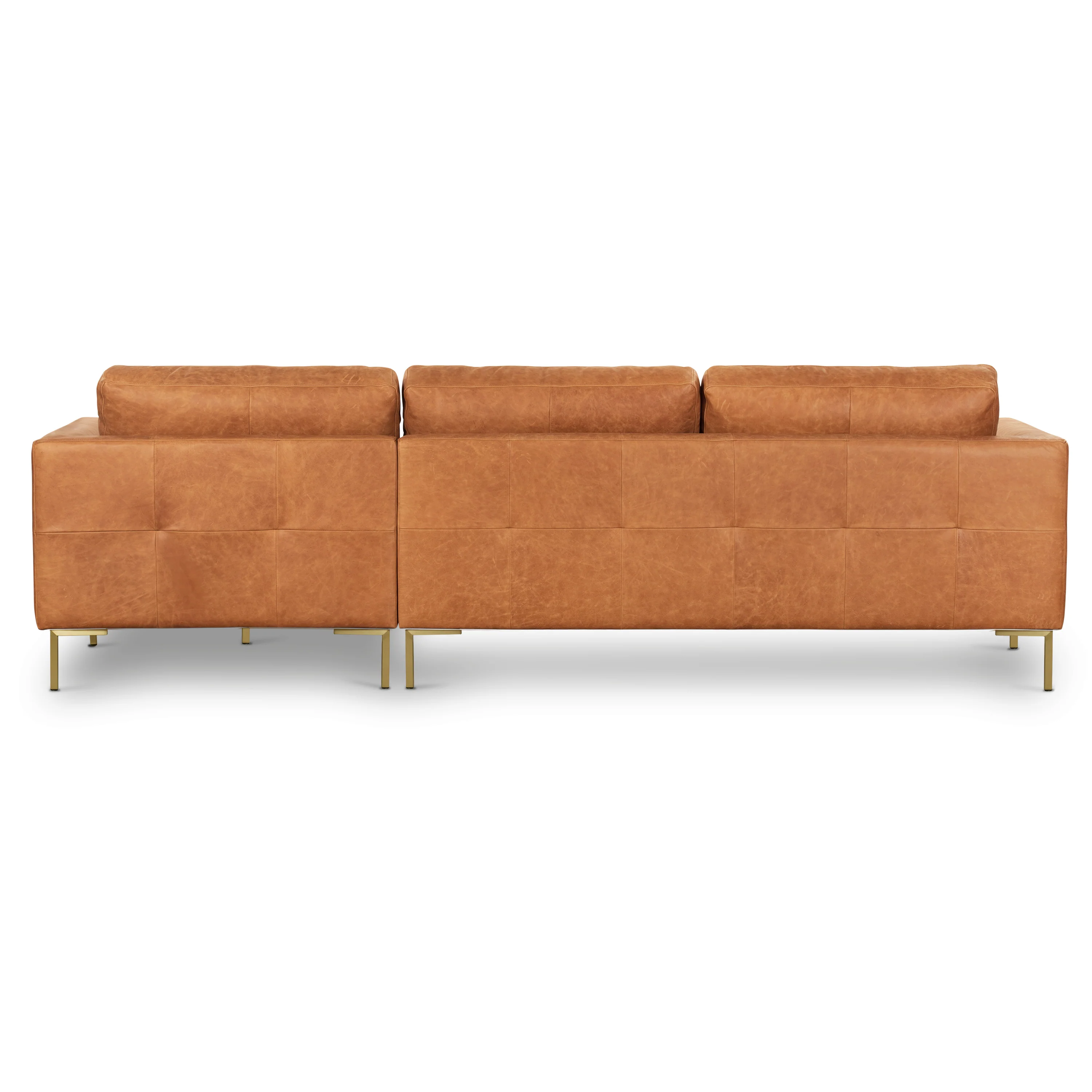 Calle 114" Leather Right-Facing Sectional Sofa | Cognac Tan - Image 21