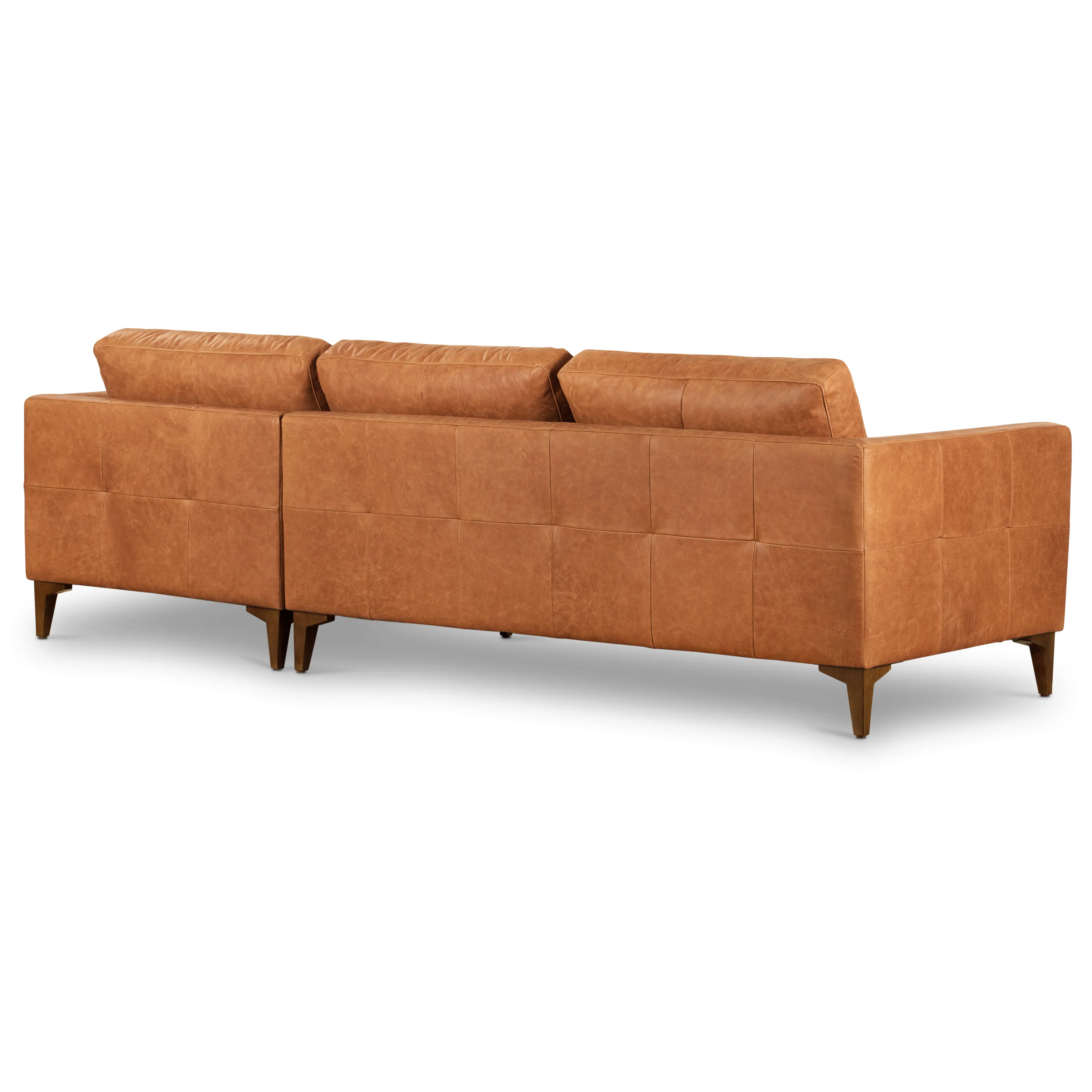 Calle 114" Leather Right-Facing Sectional Sofa | Cognac Tan - Image 6