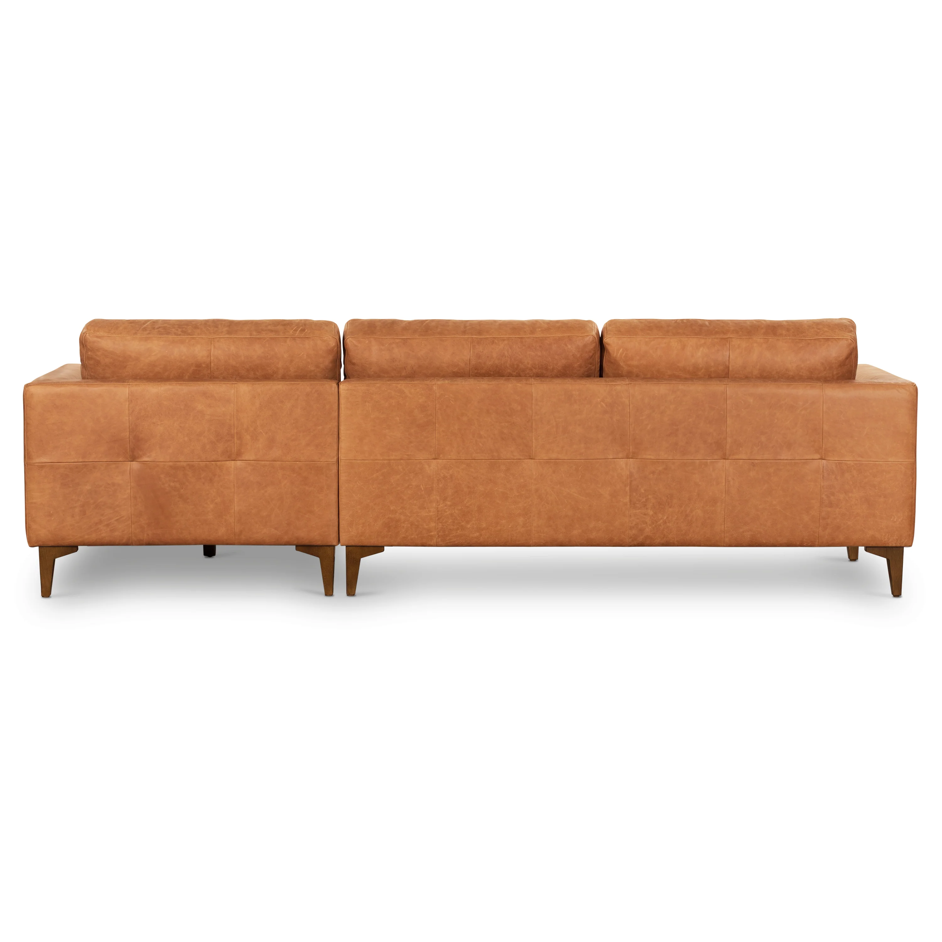 Calle 114" Leather Right-Facing Sectional Sofa | Cognac Tan - Image 7