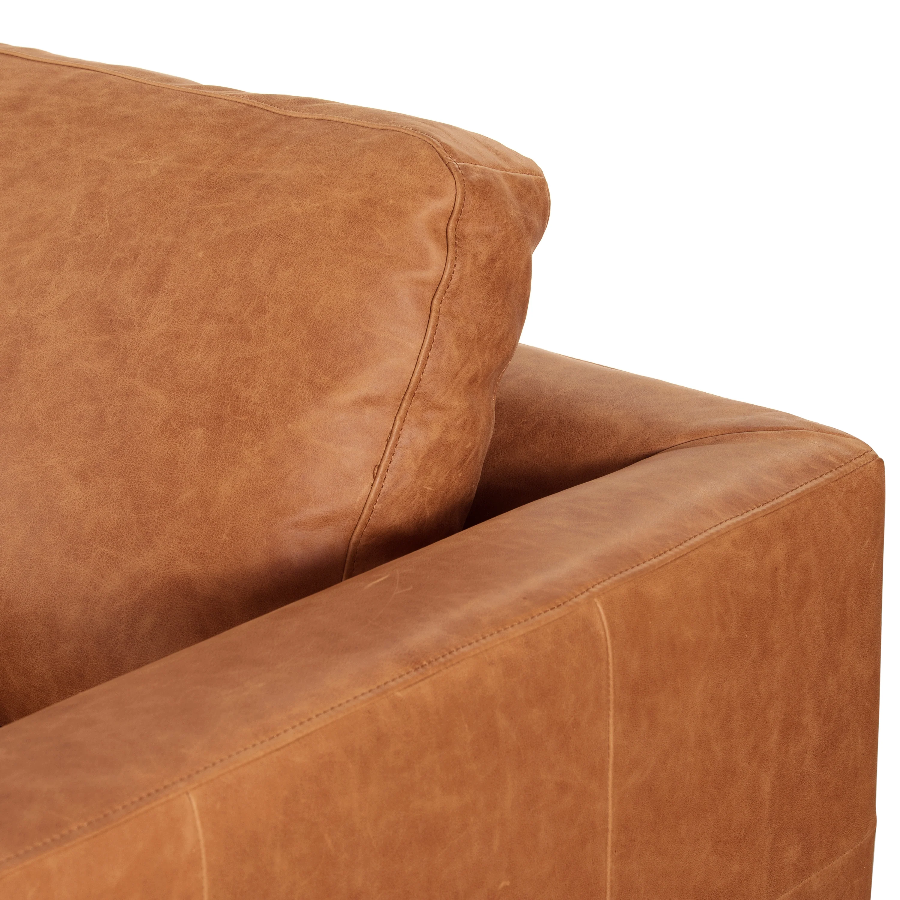 Calle 114" Leather Right-Facing Sectional Sofa | Cognac Tan - Image 8