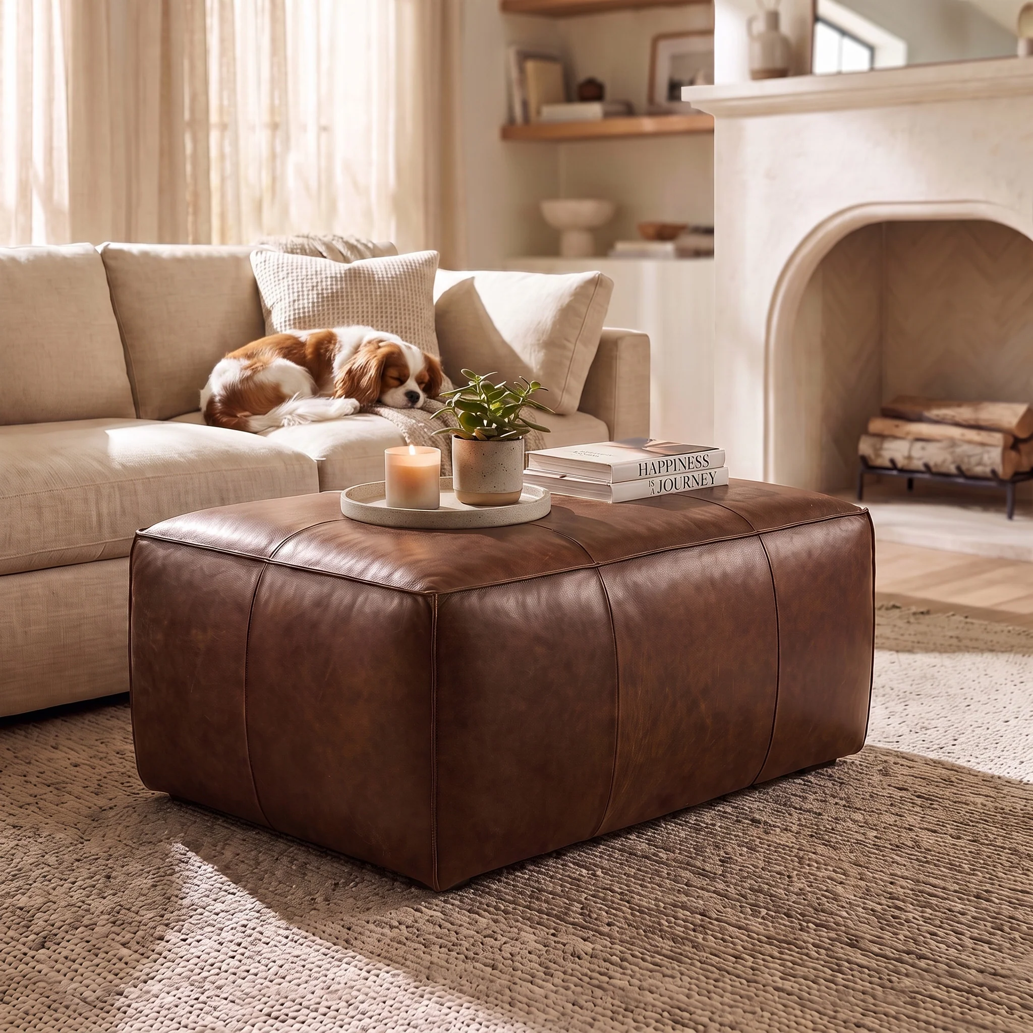Capa Leather Ottoman | Chocolate Brown - Image 2