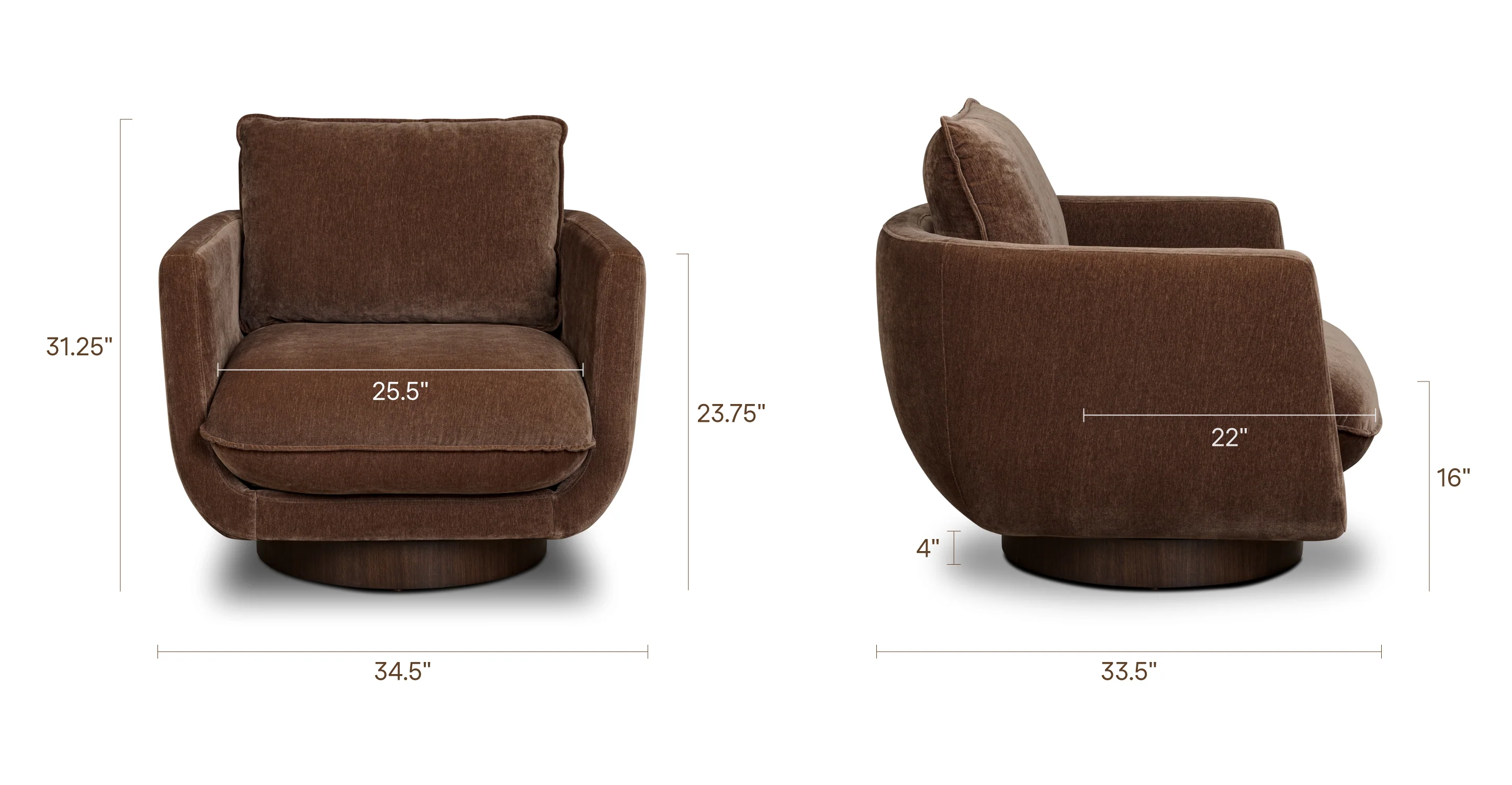 Carla Swivel Lounge Chair | Bronzer Brown - Image 13