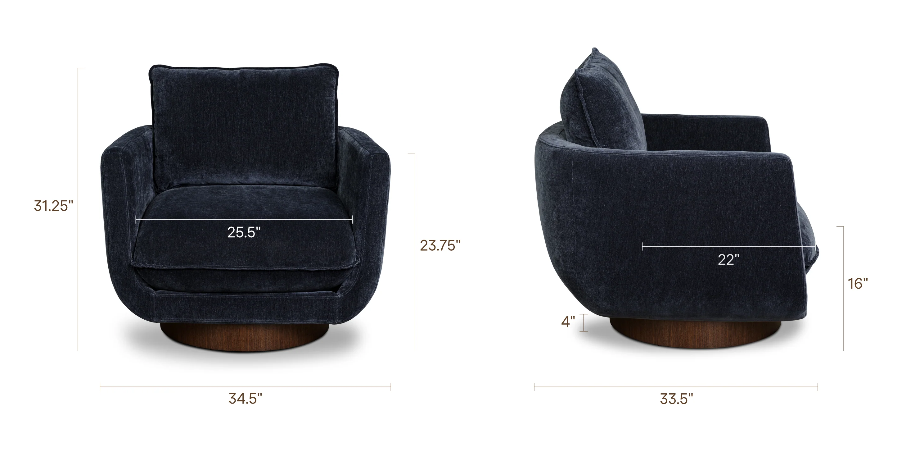 Carla Swivel Lounge Chair | Mystic Blue - Image 12