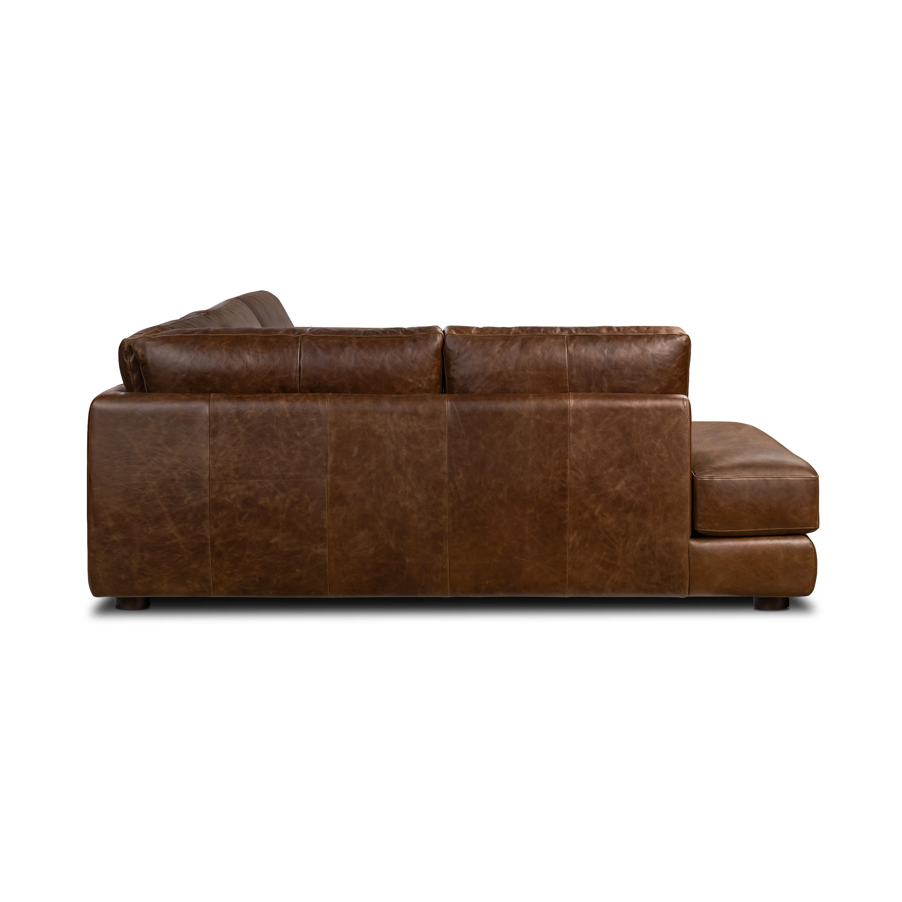 Catania 116.5" Leather Left-Facing Bumper Sectional Sofa | Chocolate Brown - Image 6