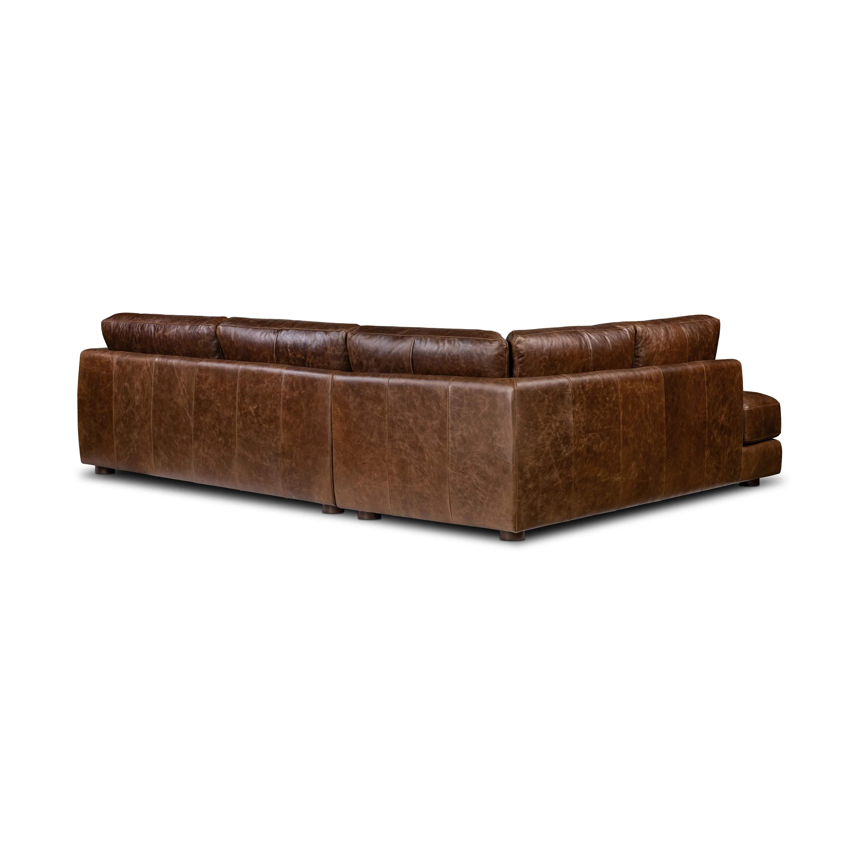 Catania 116.5" Leather Left-Facing Bumper Sectional Sofa | Chocolate Brown - Image 7