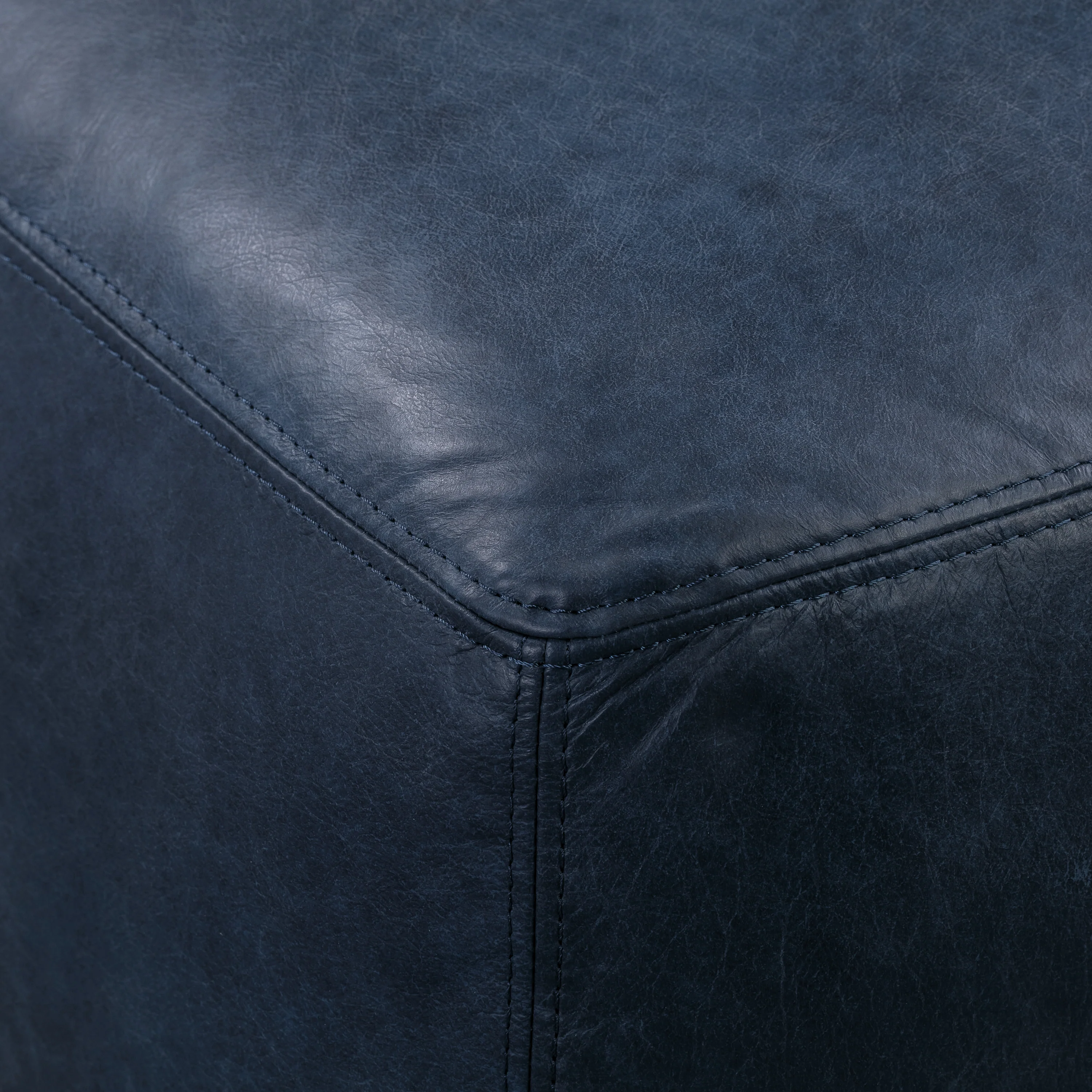 Denver Leather Ottoman | Midnight Blue - Image 8