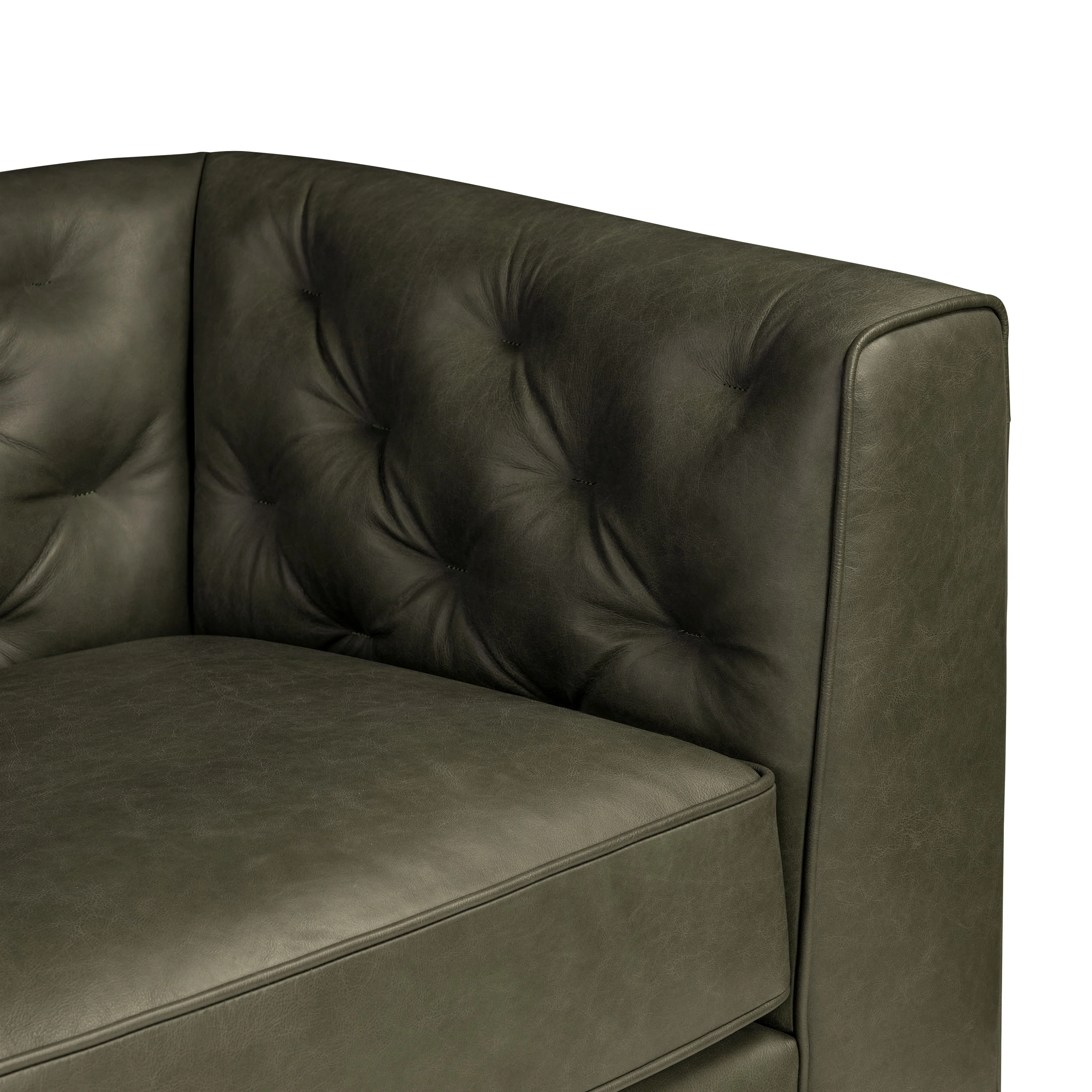 Essex 74" Leather Apartment Sofa | Olivine Green - Image 14