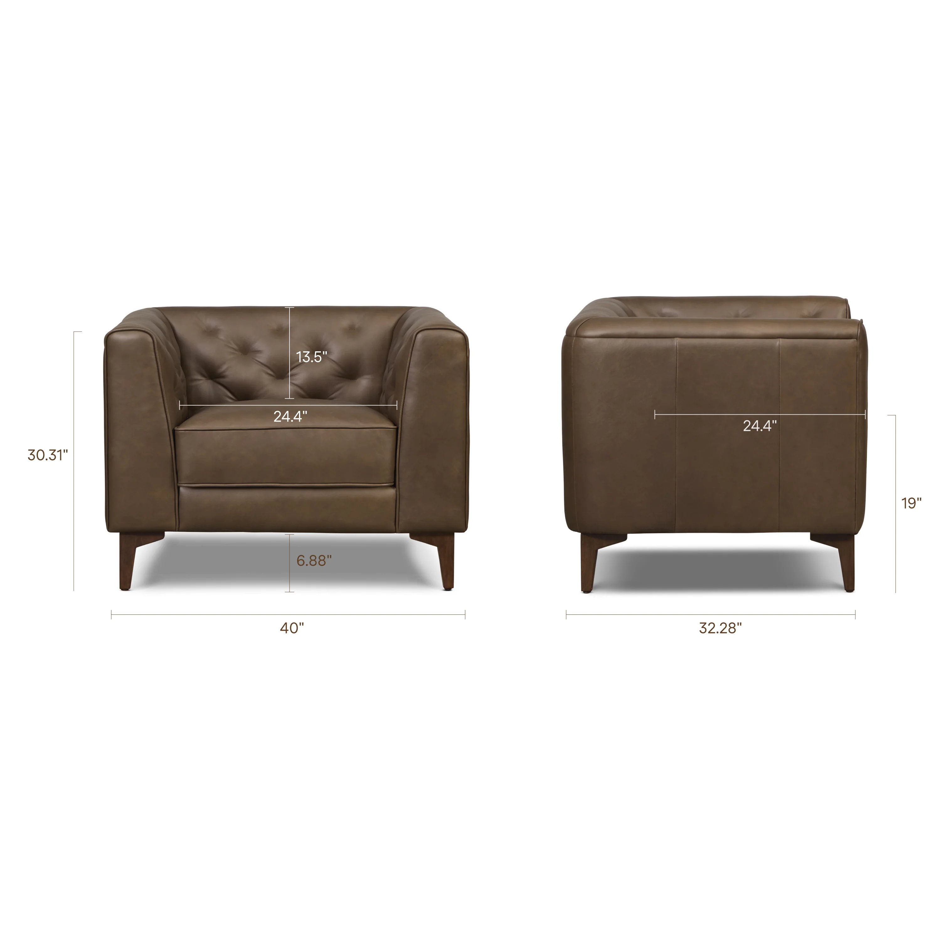 Essex Leather Lounge Chair | Cocoa Brown | Set of 2 - Image 16
