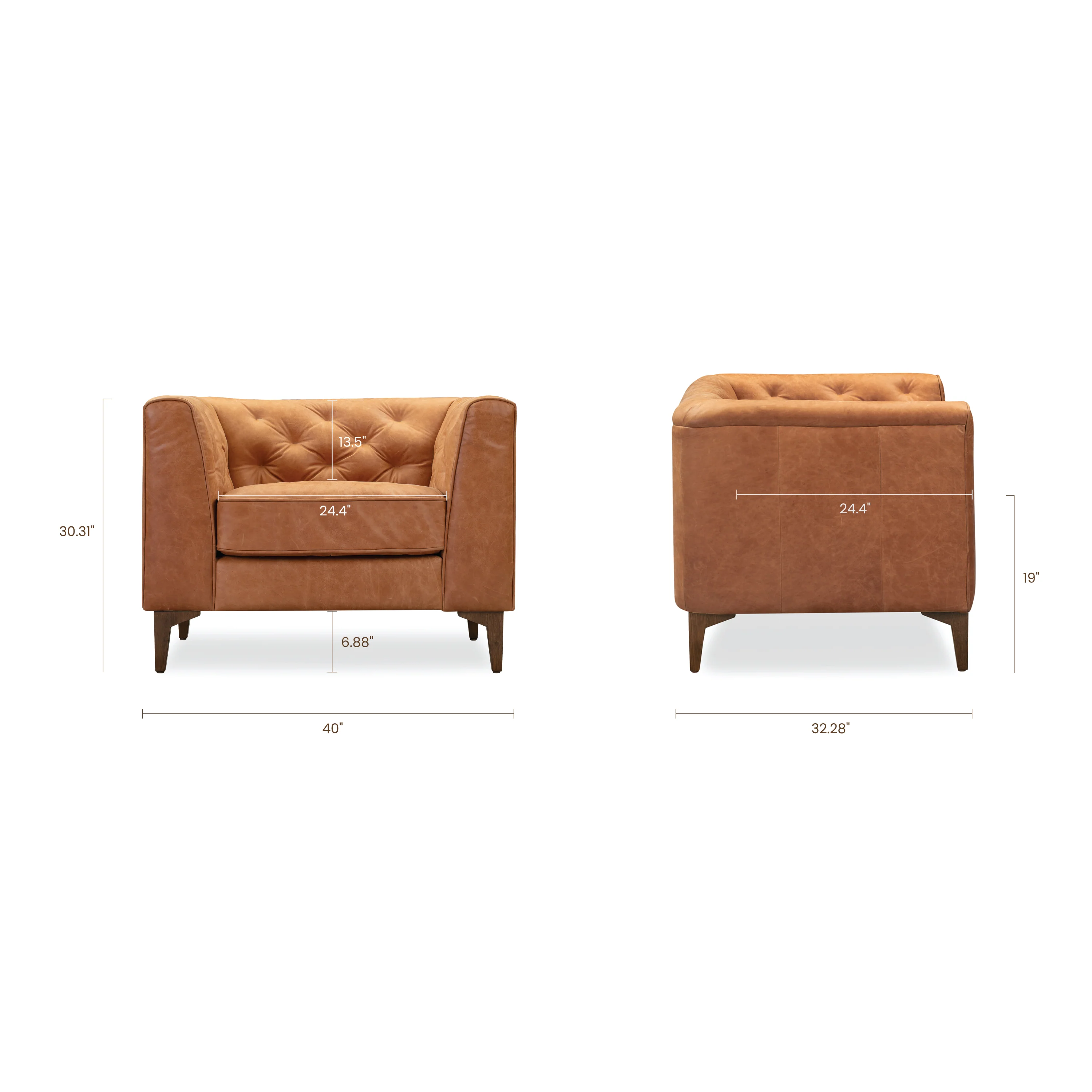 Essex Leather Lounge Chair | Cognac Tan | Single - Image 14