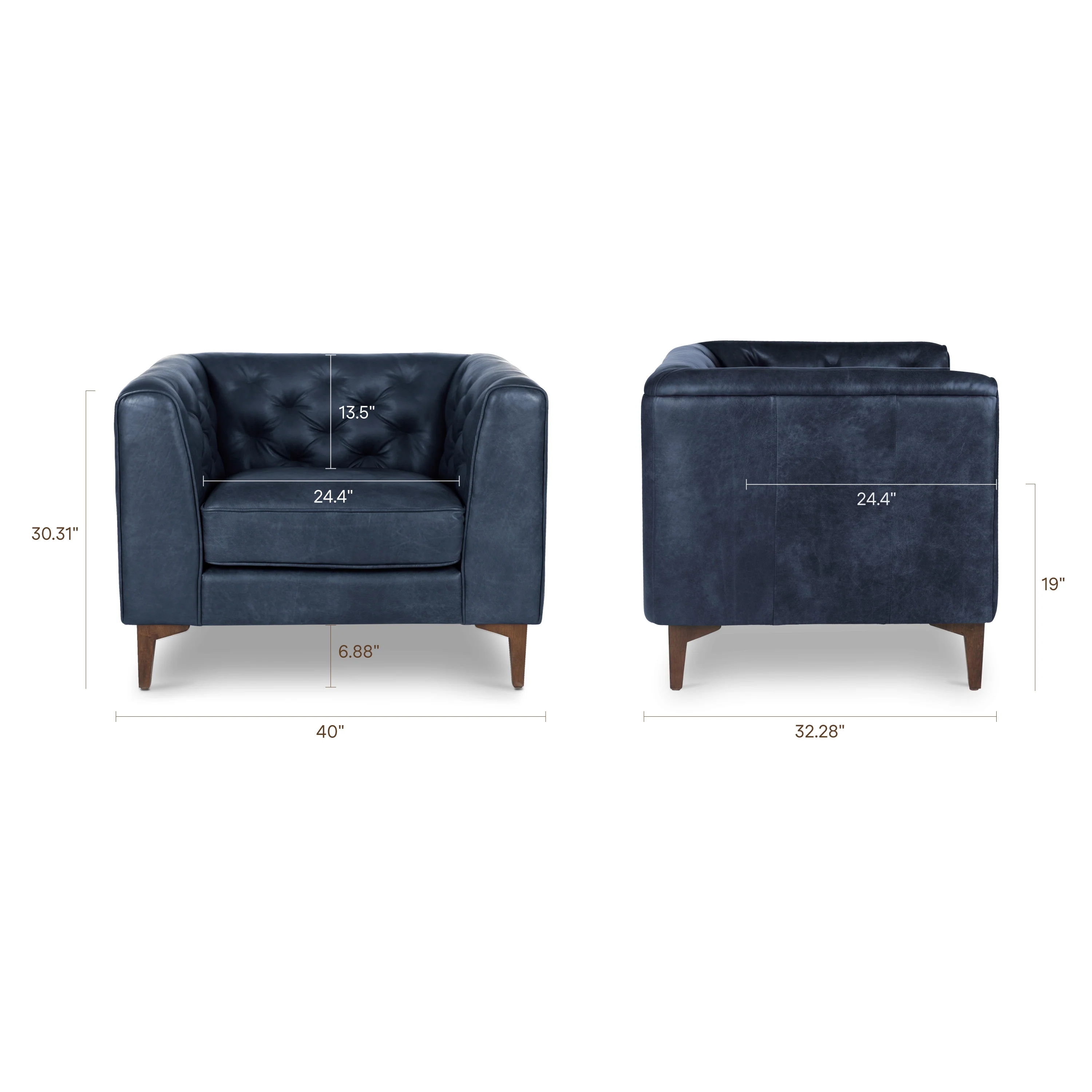 Essex Leather Lounge Chair| Midnight Blue | Single - Image 13