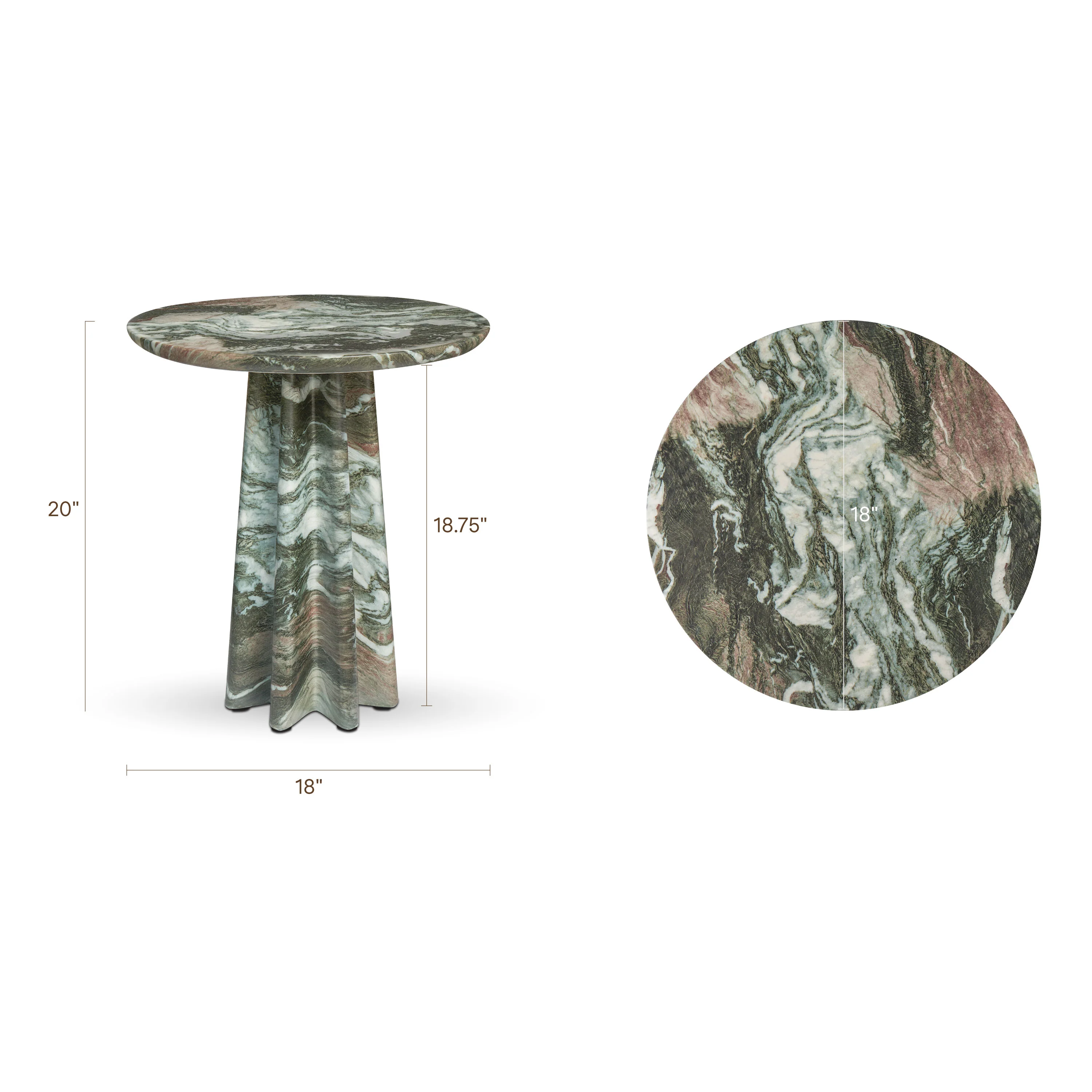 Folda 18" Side Table | Green Marble - Image 19