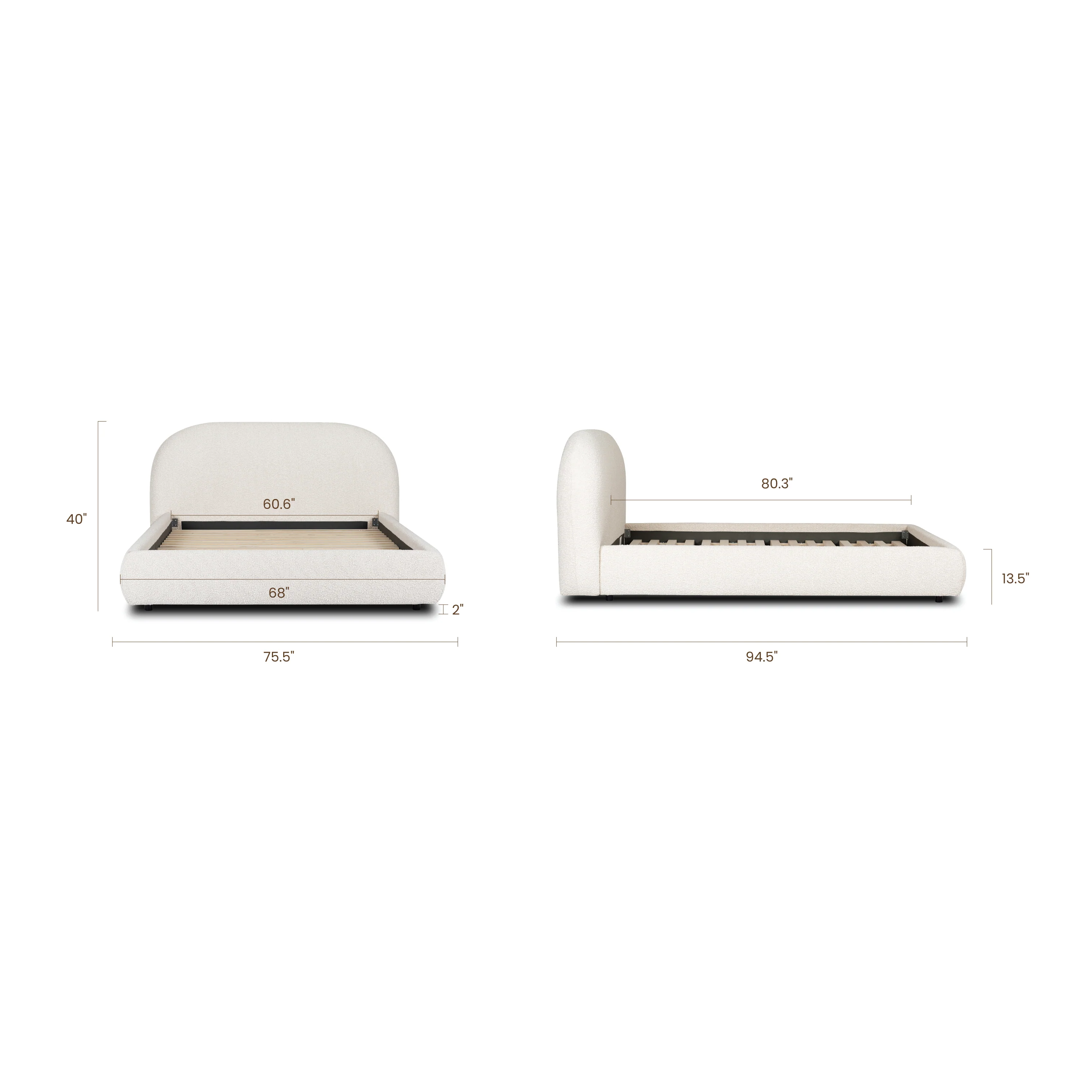 Genoa Bed | Crema White Boucle | Queen - Image 15