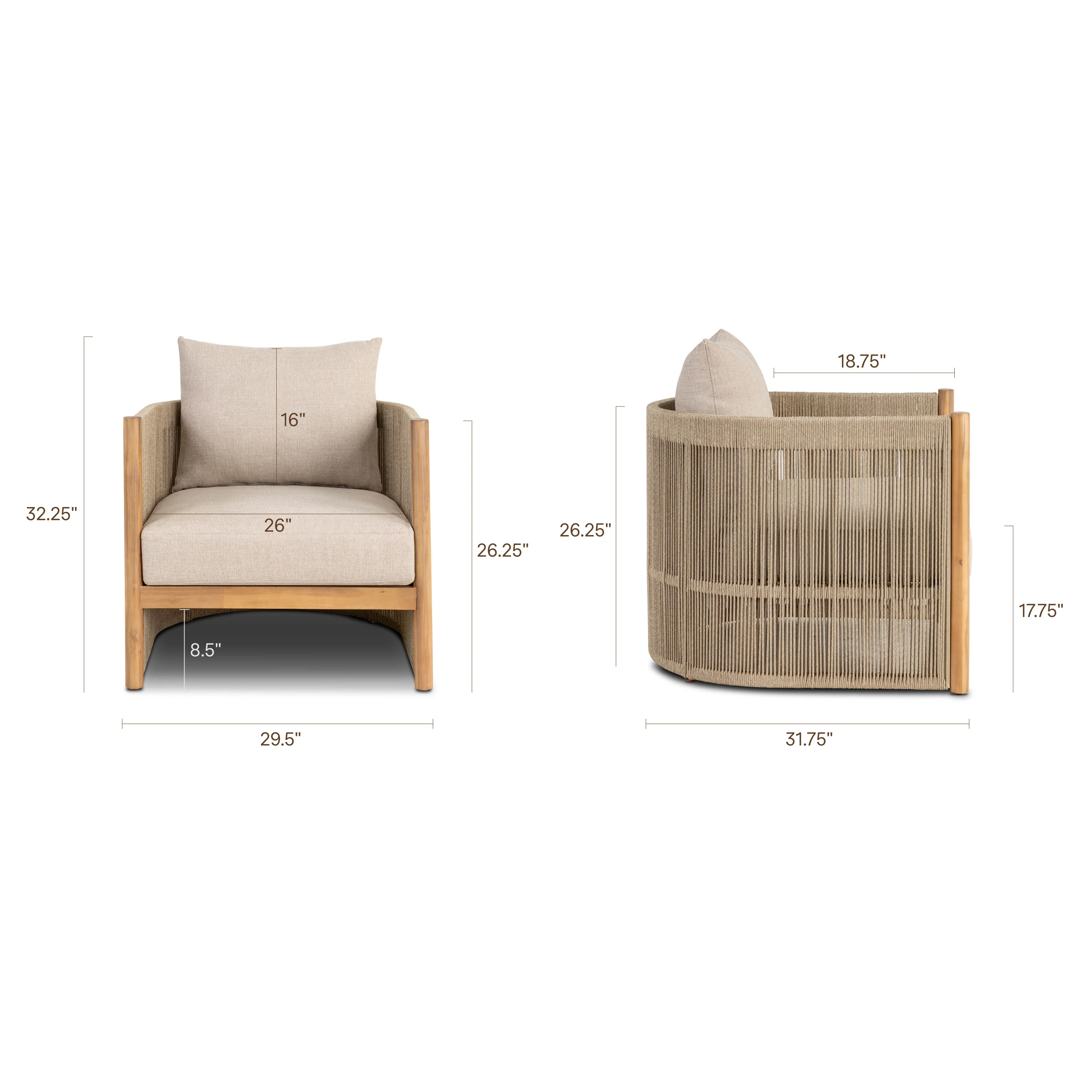 Gomera Outdoor Lounge Set with Coffee Table | Natural Beige - Image 10