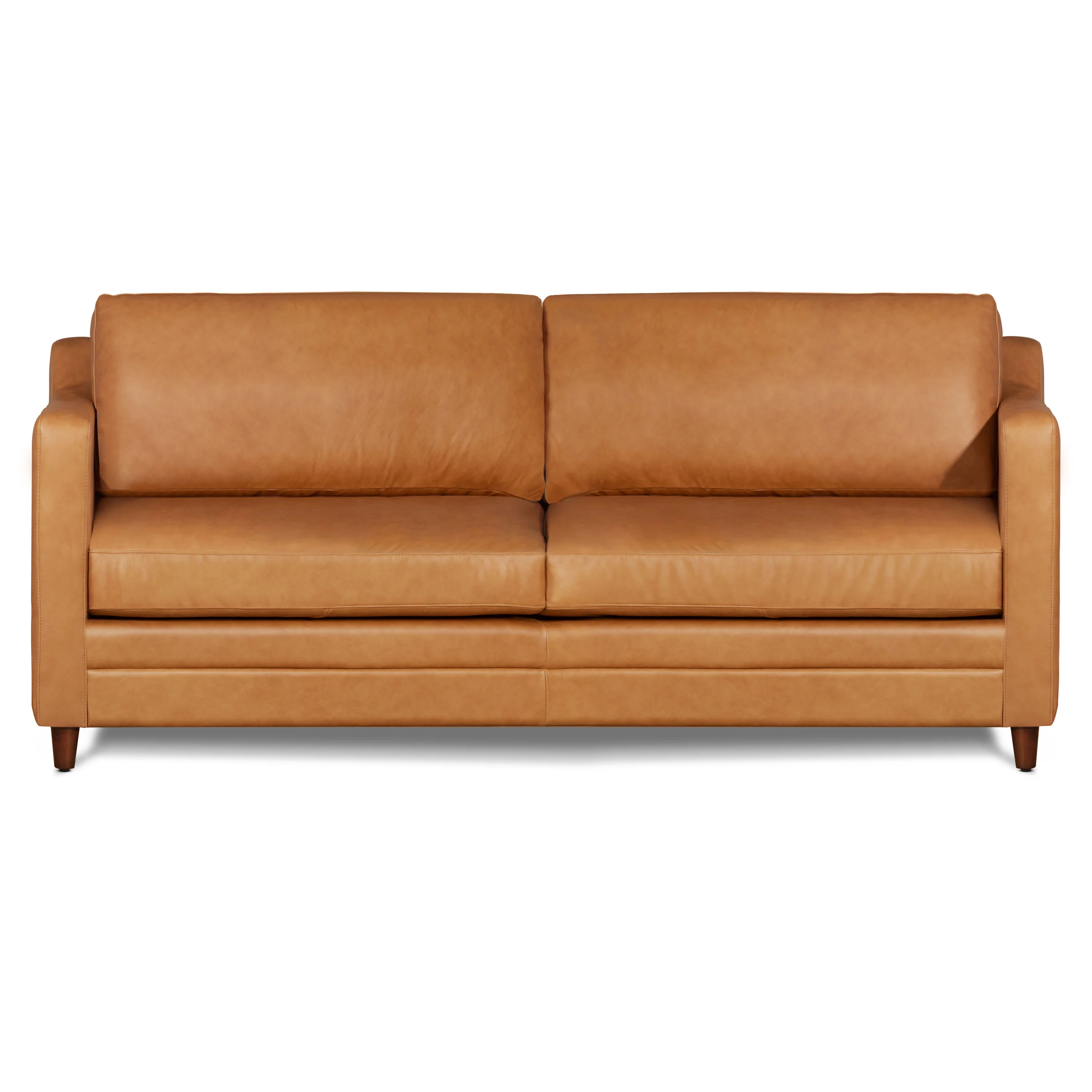 Harper 82" Leather Pull-Out Convertible Sleeper Sofa | Cognac Tan - Image 5