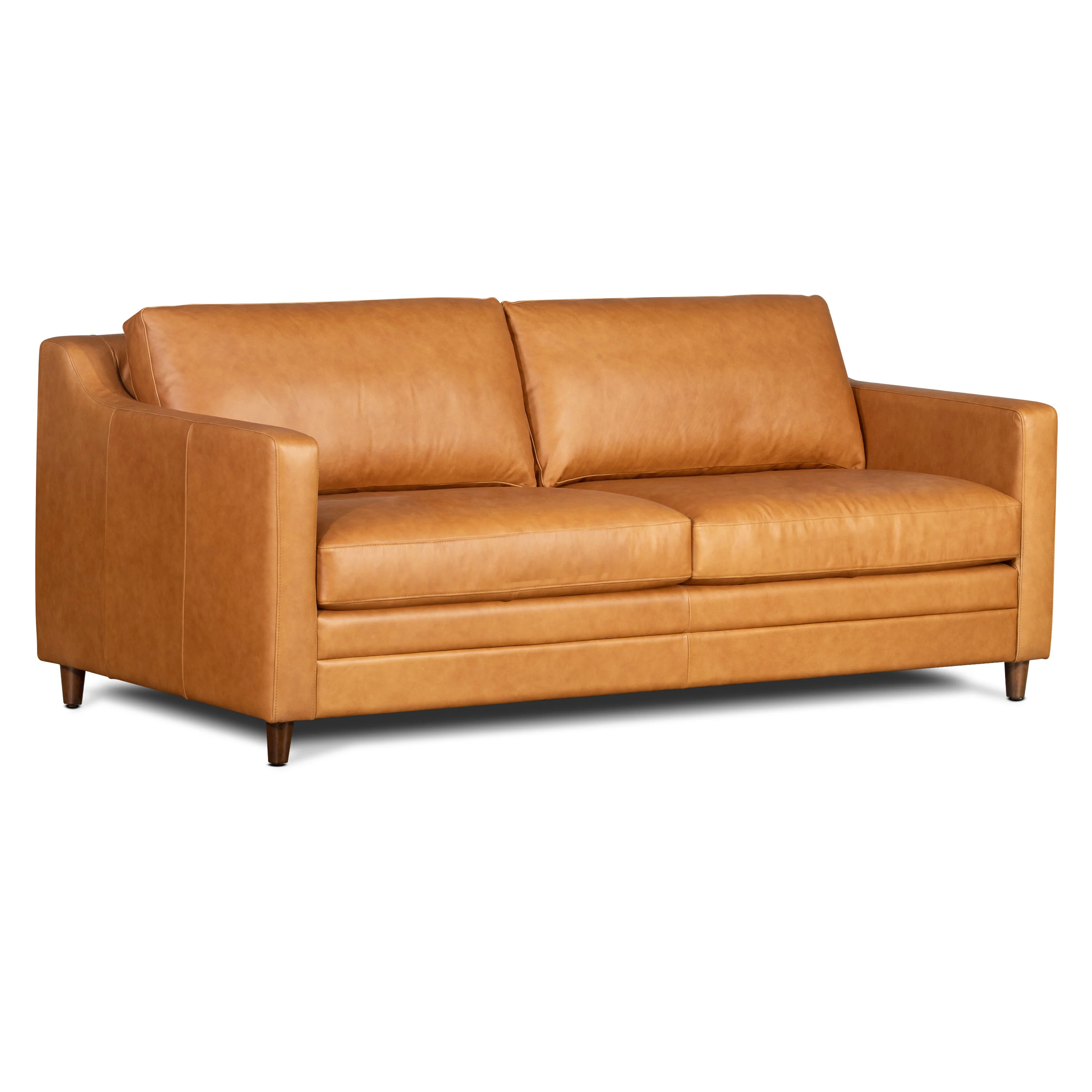 Harper 82" Leather Pull-Out Convertible Sleeper Sofa | Cognac Tan - Image 6