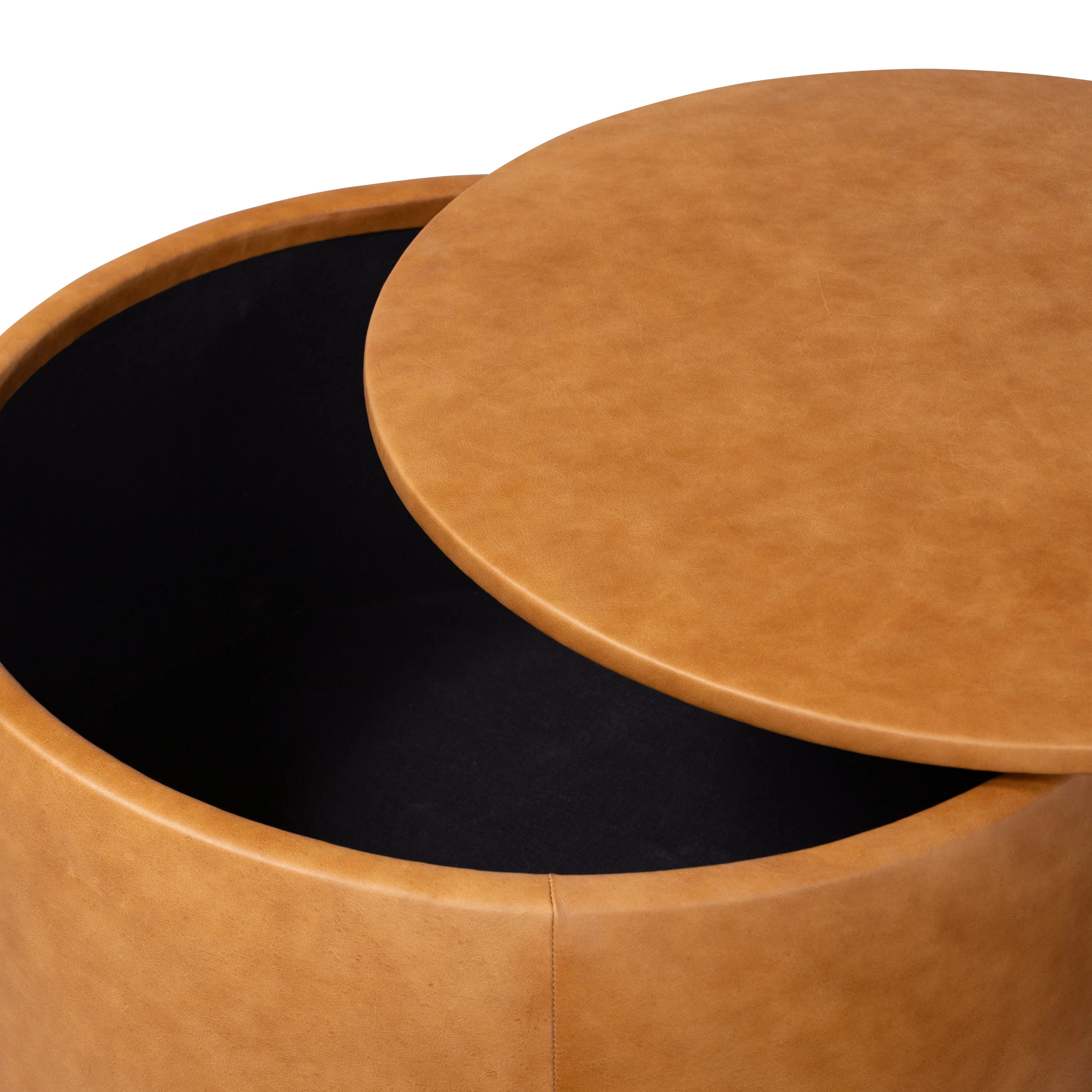 Herve Leather Storage Ottoman | Cognac Tan - Image 12
