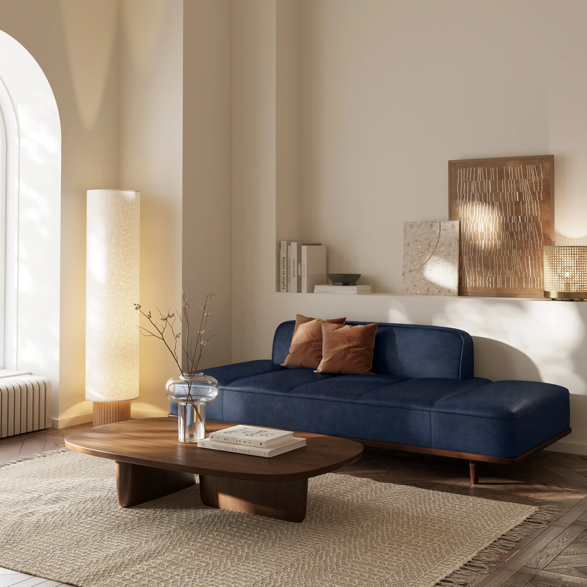 Jasper Leather Daybed | Midnight Blue - Image 2