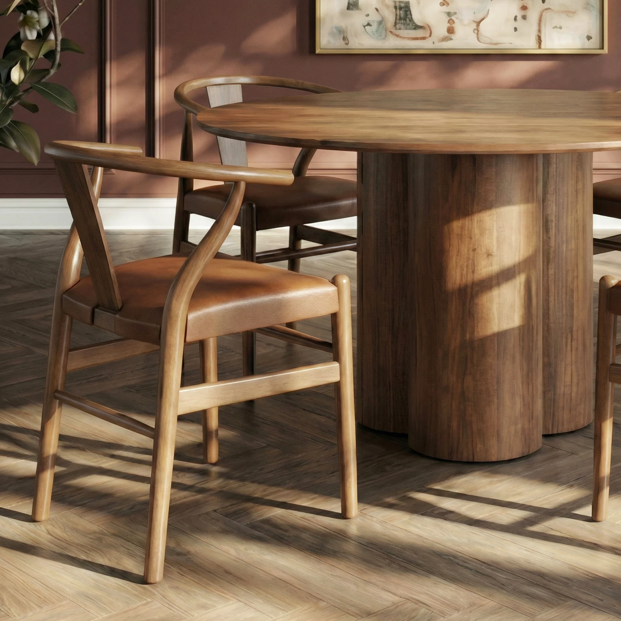Lev Vegan Leather Dining Chair | Walnut | Set of 2 - Image 3