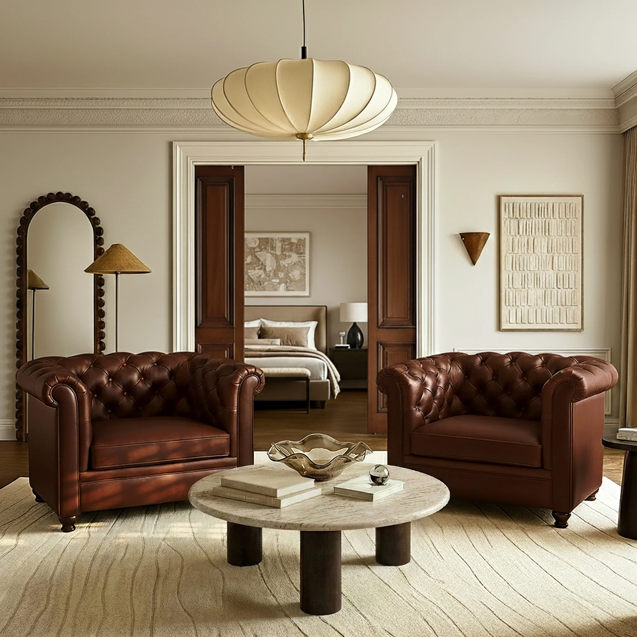 Lyon Leather Lounge Chair | Oscuro Brown | Set of 2 - Image 2