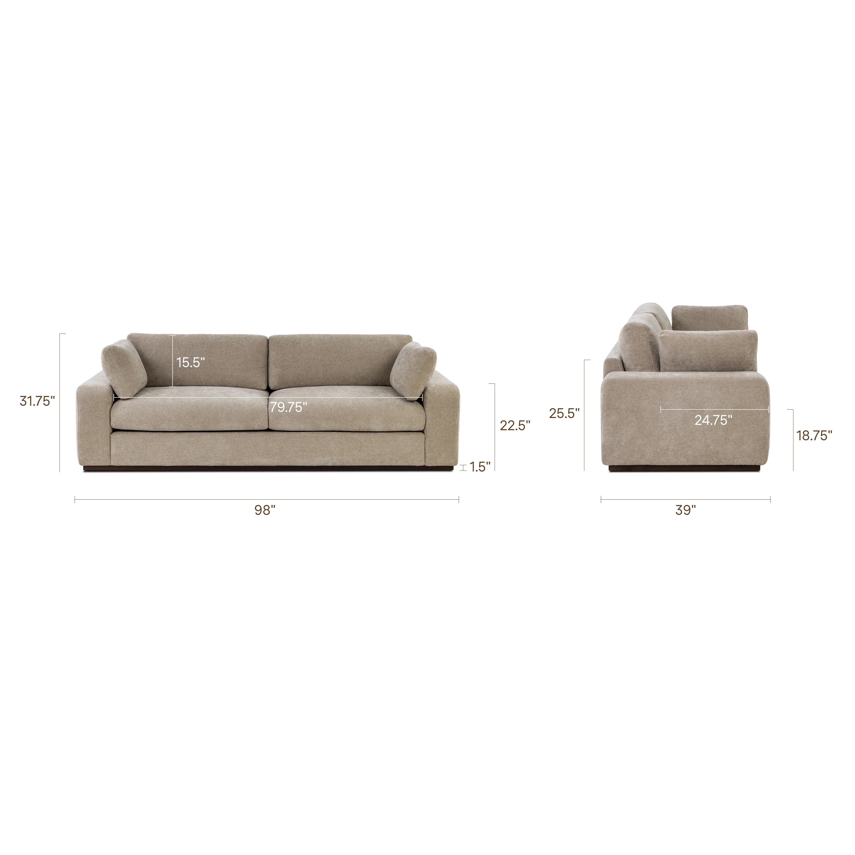 Malaga Sofa (98") | Drift Brown - Image 17