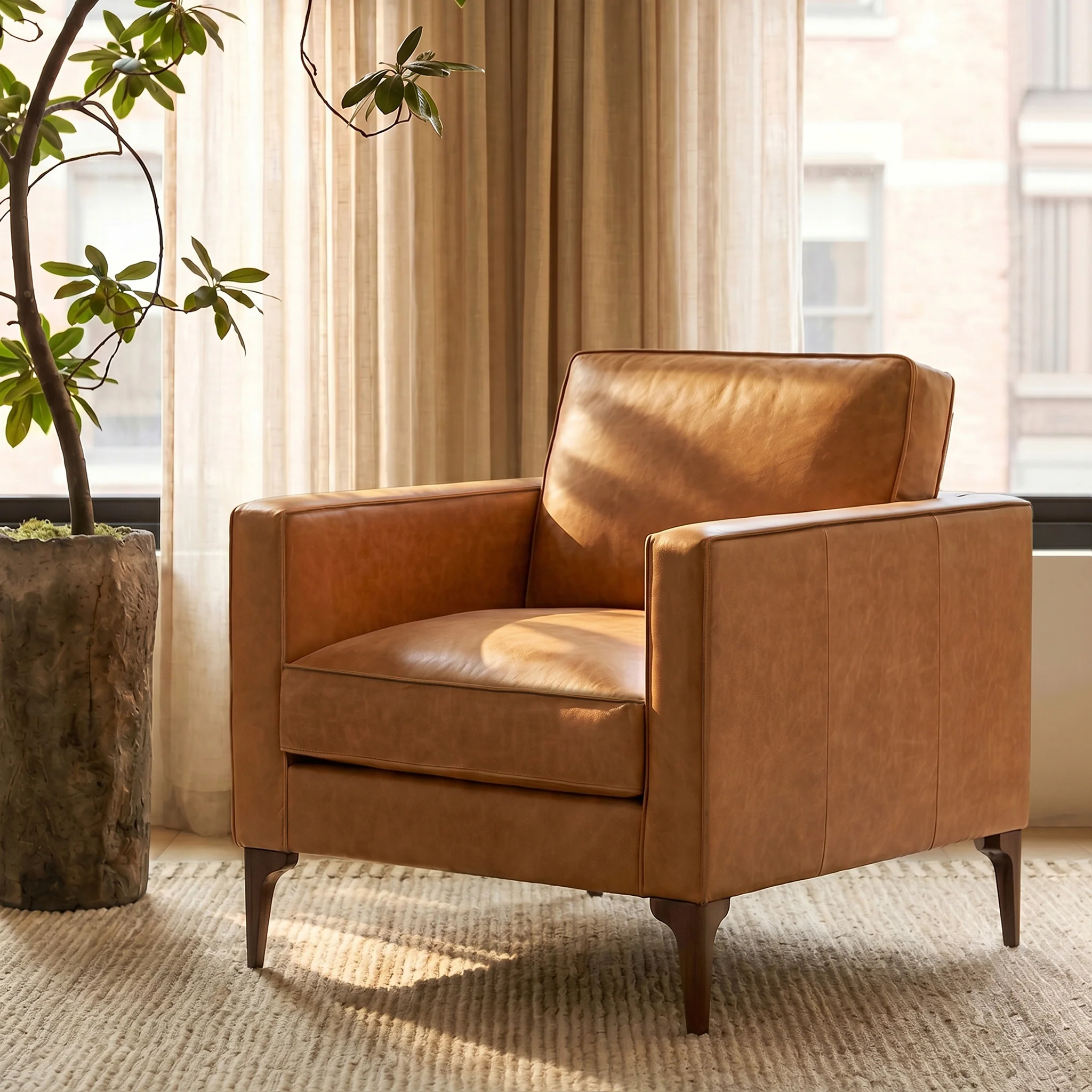 Mateo Leather Lounge Chair | Cognac Tan - Image 2