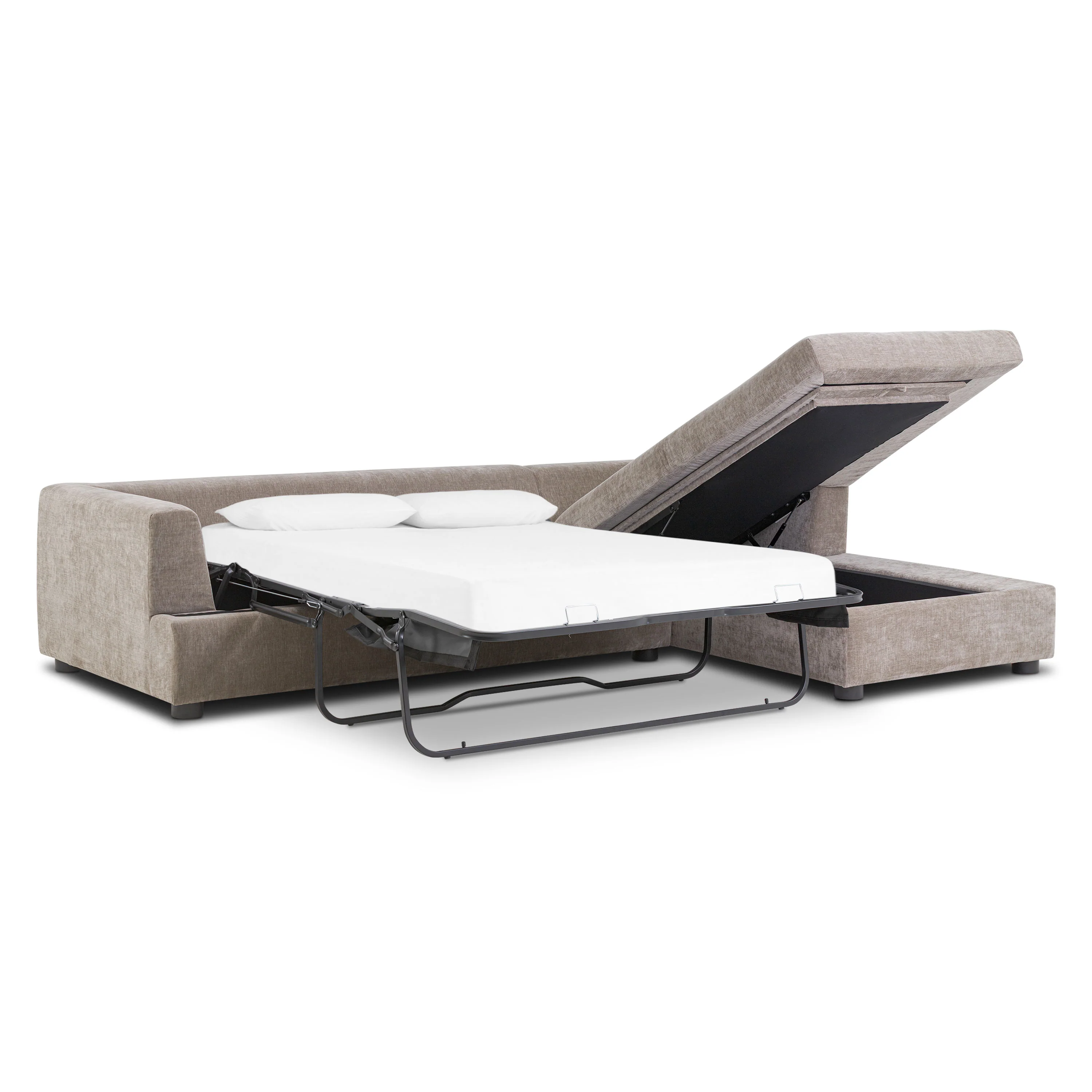 Milo Right-Facing Sleeper Sectional | Taupe Brown - Image 6