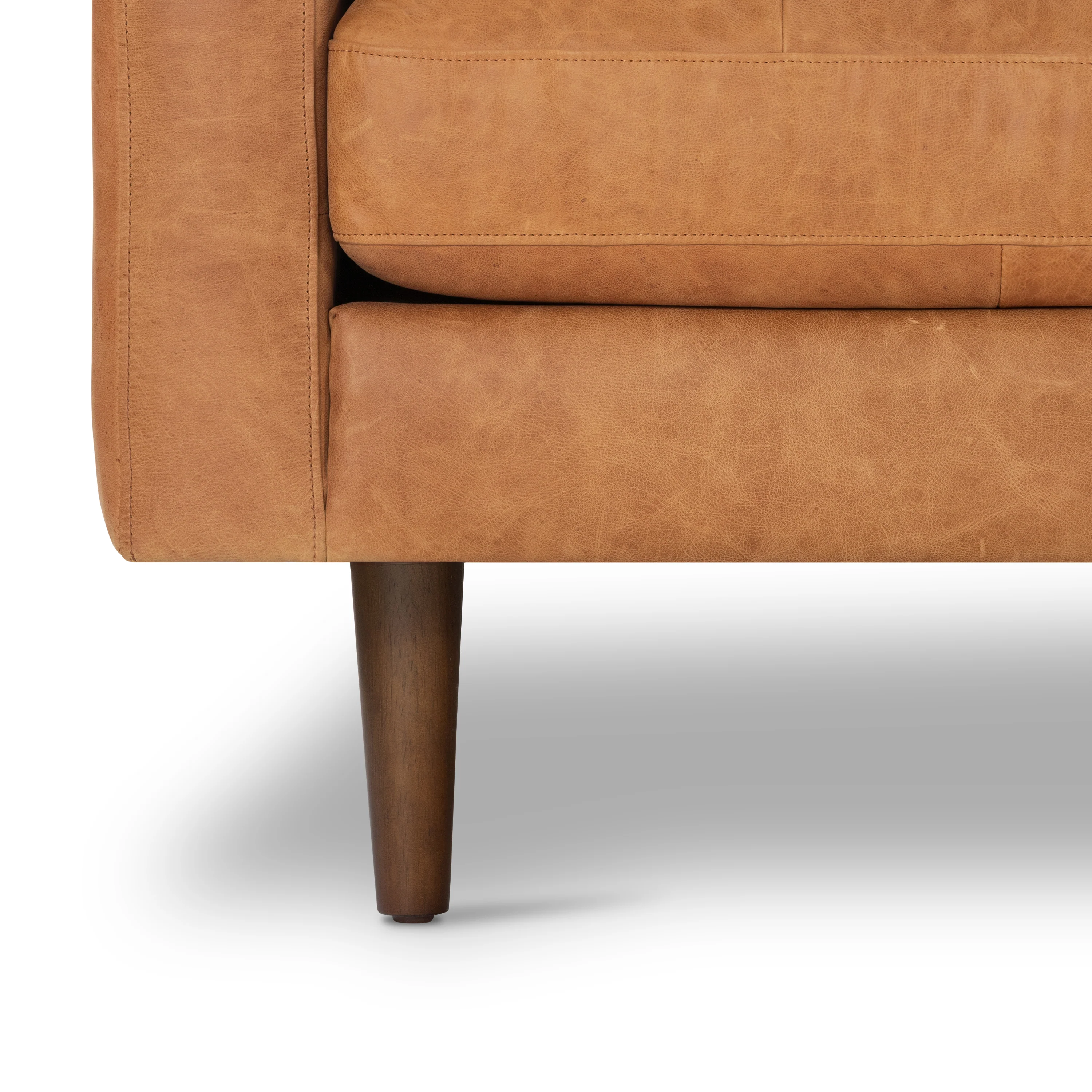 Napa 72" Leather Apartment Sofa | Cognac Tan - Image 12