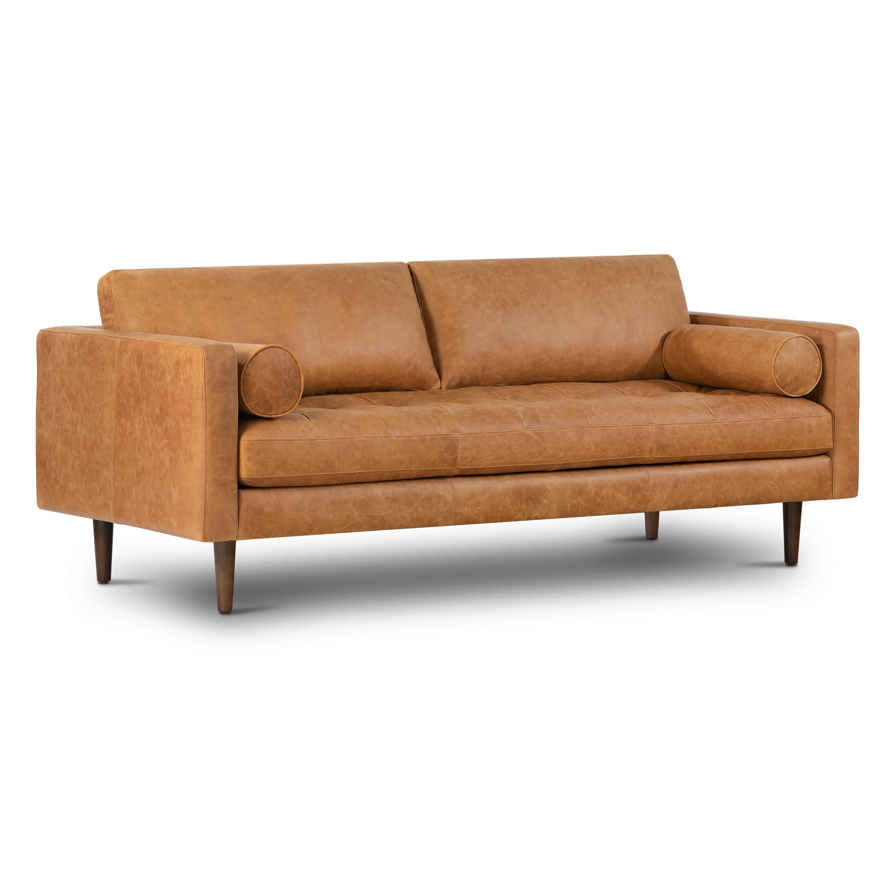 Napa 72" Leather Apartment Sofa | Cognac Tan - Image 5