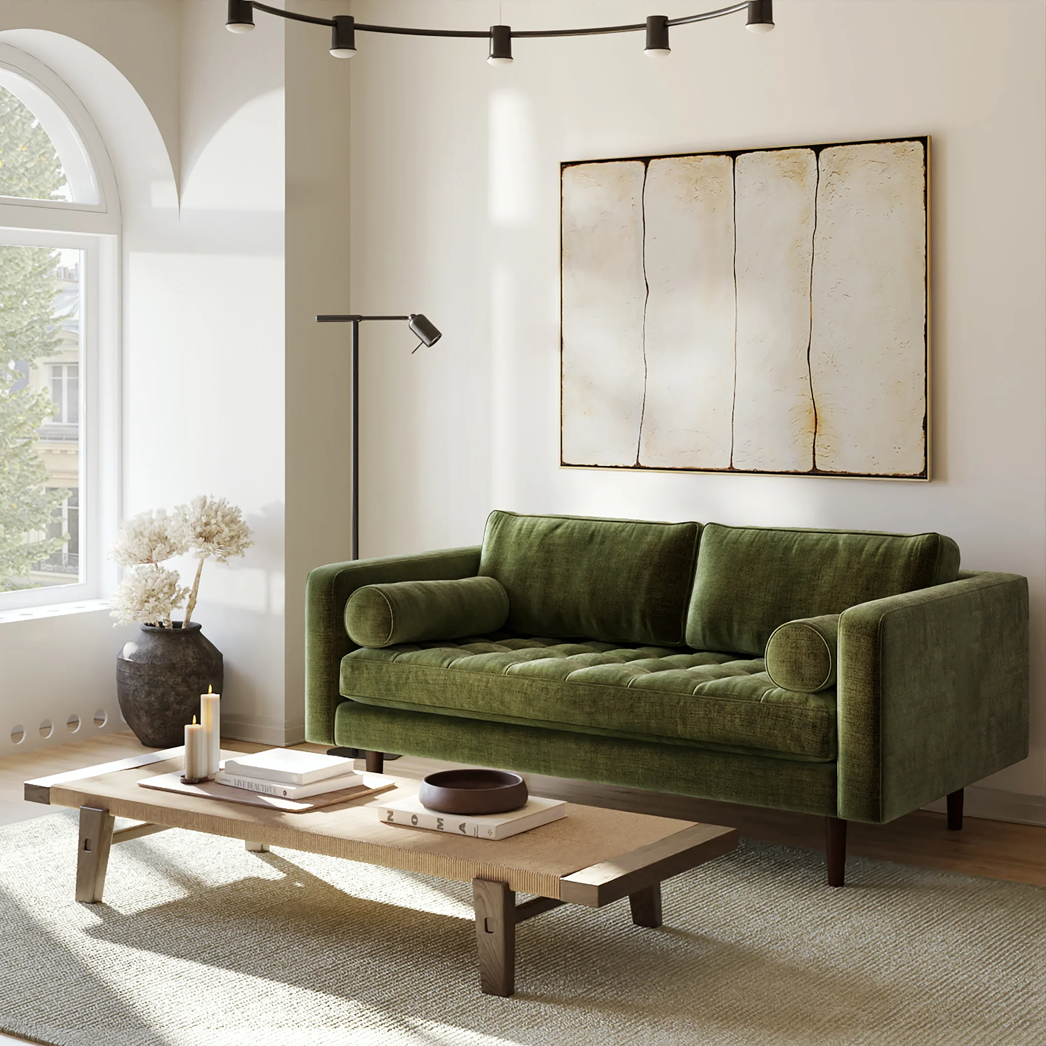 Napa 72" Velvet Apartment Sofa | Distressed Green - Image 3