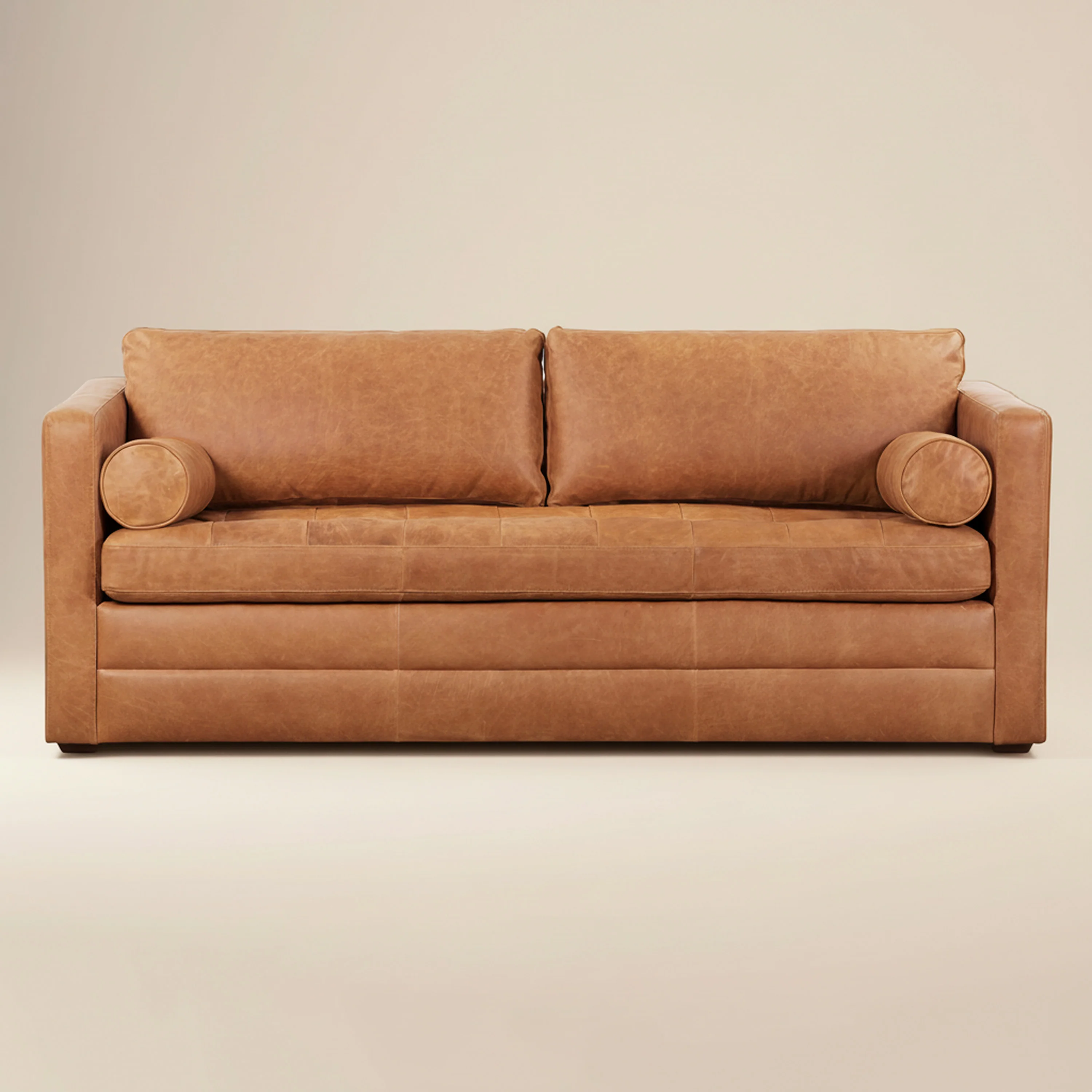 Napa 82" Leather Pull-Out Convertible Sleeper Sofa | Cognac Tan