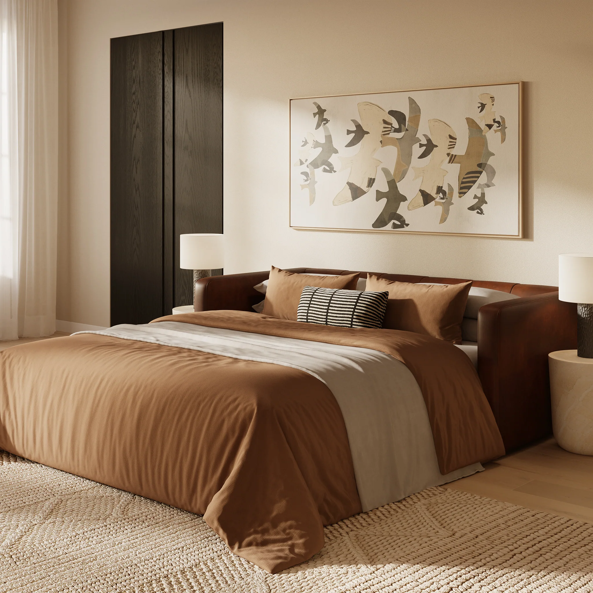 Napa 82" Leather Pull-Out Convertible Sleeper Sofa | Oscuro Brown - Image 2